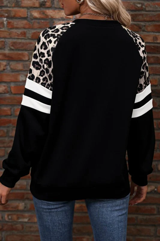 Leopard Print Colorblock Raglan Sleeve Sweatshirt - Image 7