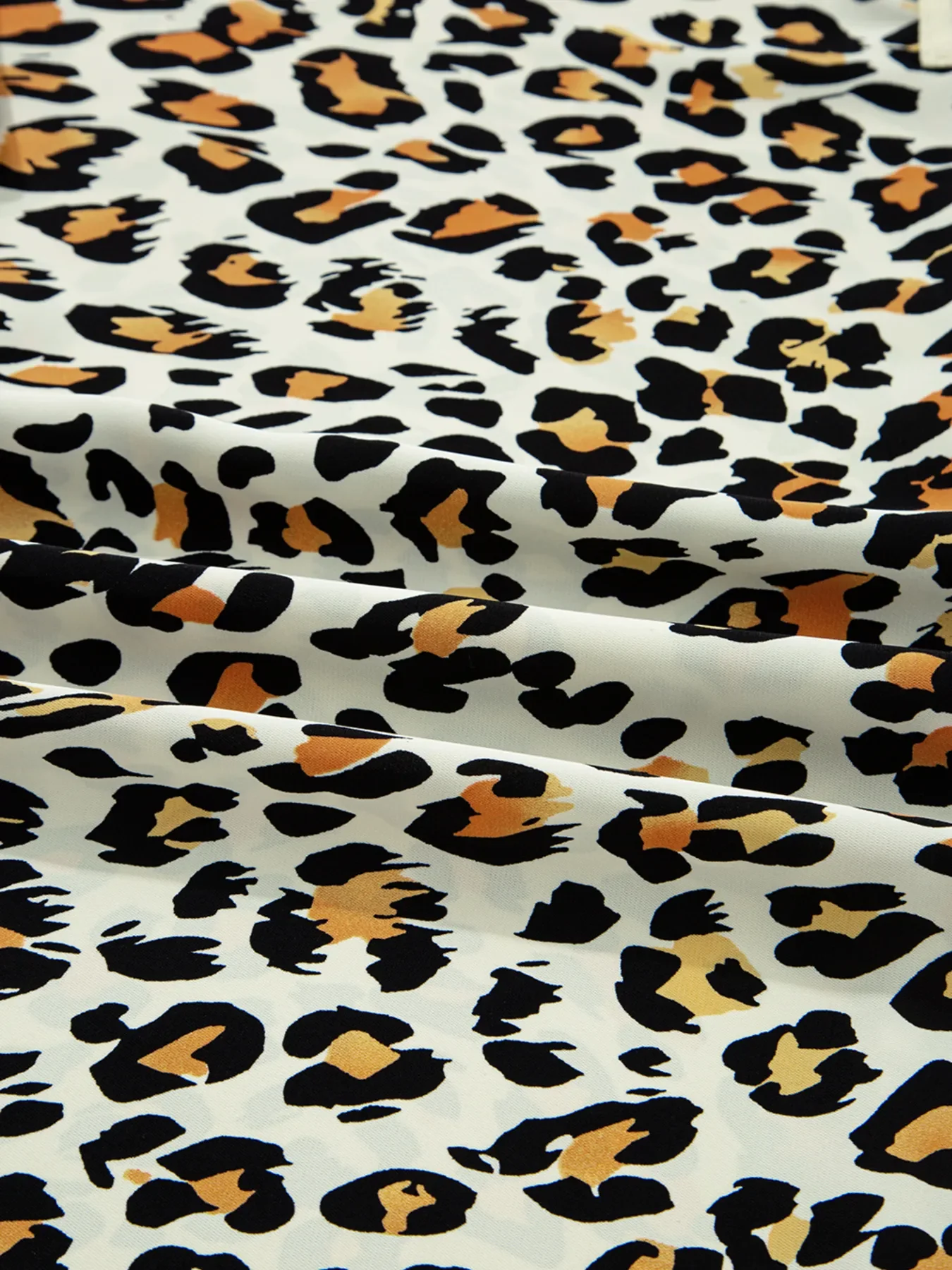 Leopard Print Contrast Striped V Neck Blouse - Image 6