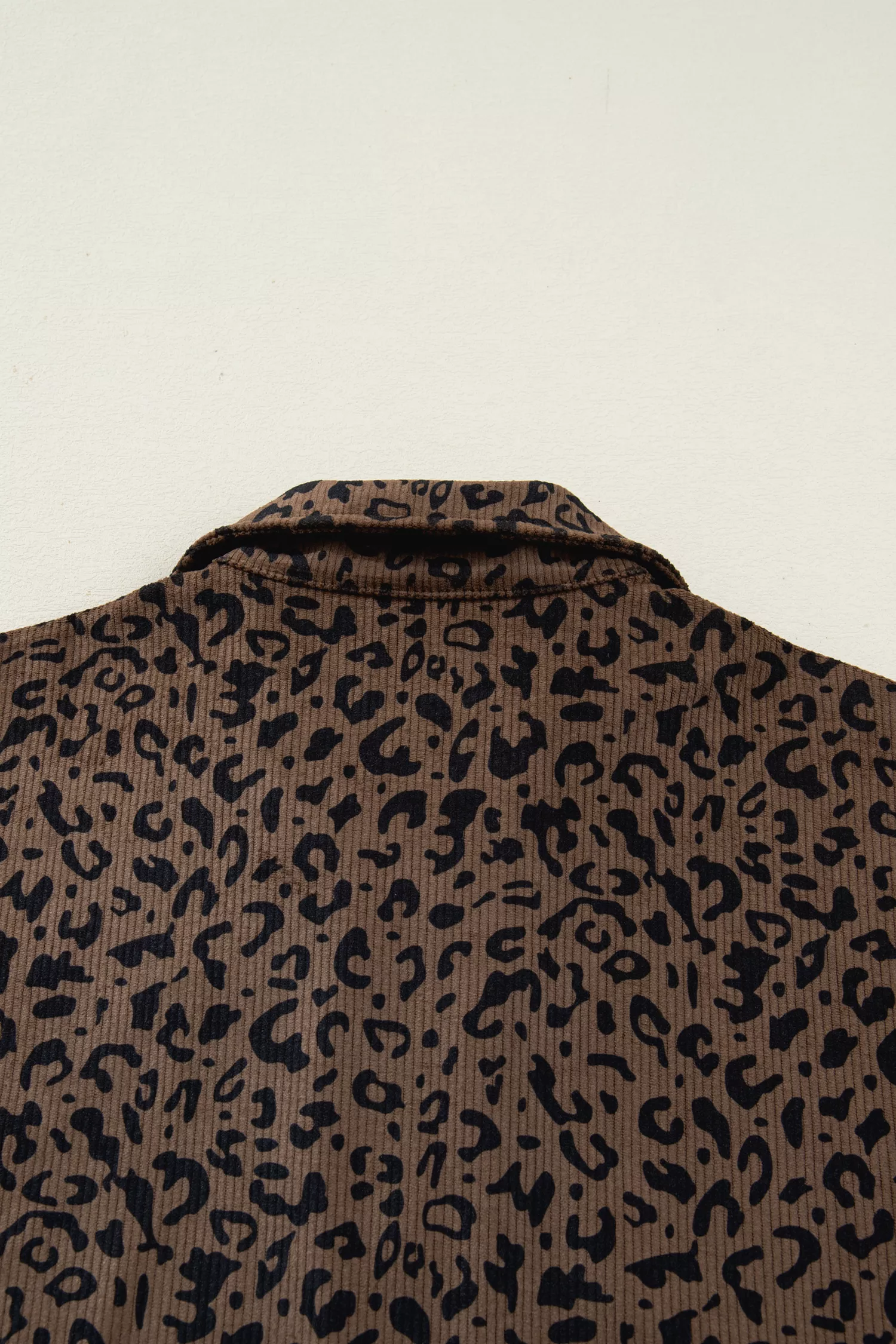 Leopard Print Quarter Zip Corduroy Sweatshirt - Image 6