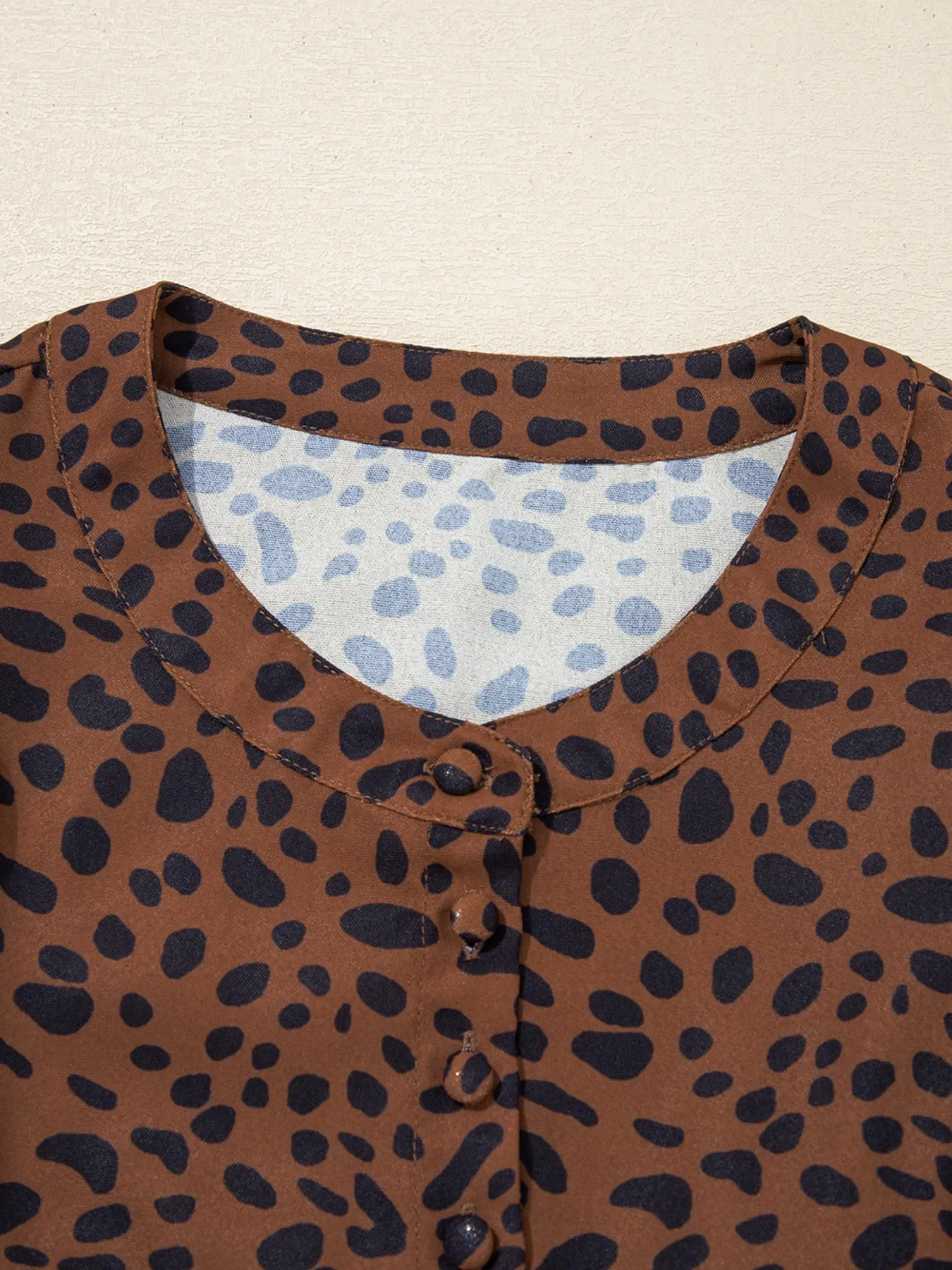 Leopard Print Ruffled Puff Sleeve Blouse - Image 4