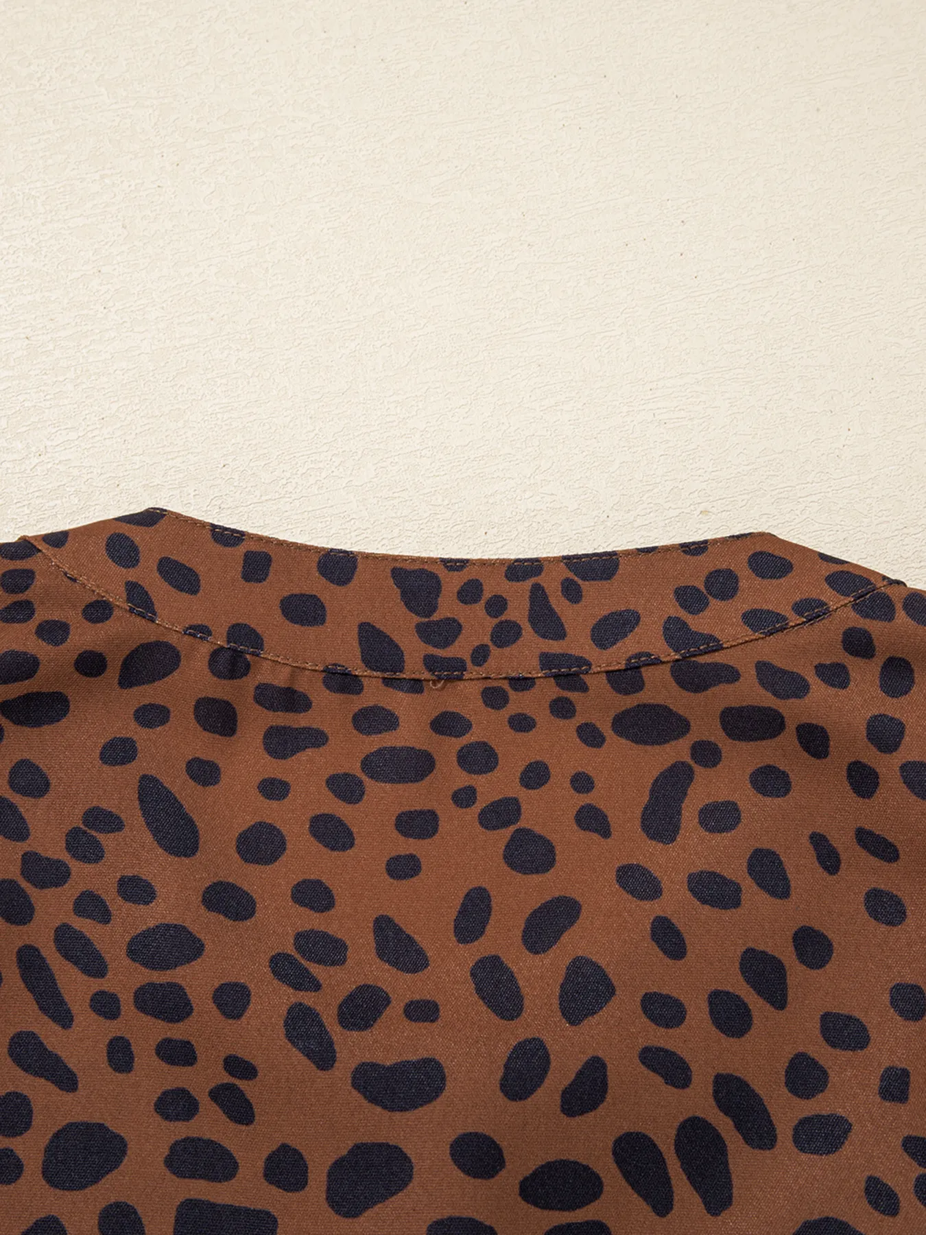 Leopard Print Ruffled Puff Sleeve Blouse - Image 5