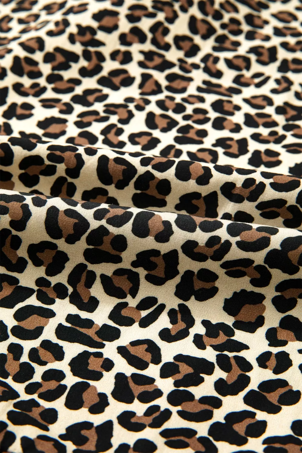 Leopard Print Striped Color Block Trim V Neck Bracelet Sleeve Mini Dress - Image 13