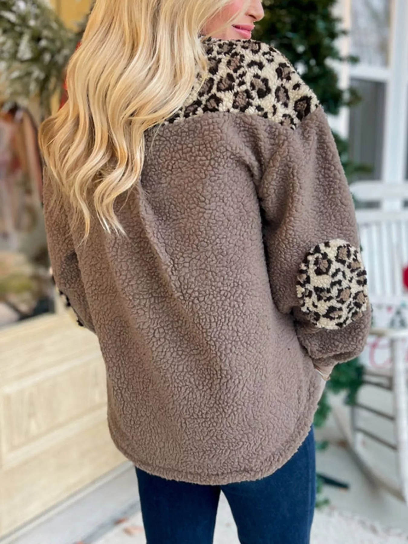 Leopard Print Teddy Fleece Jacket - Image 3