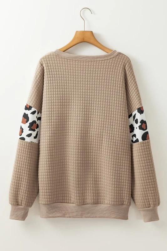Leopard Quilted Patchwork Crew Neck Sweatshirt - Image 6