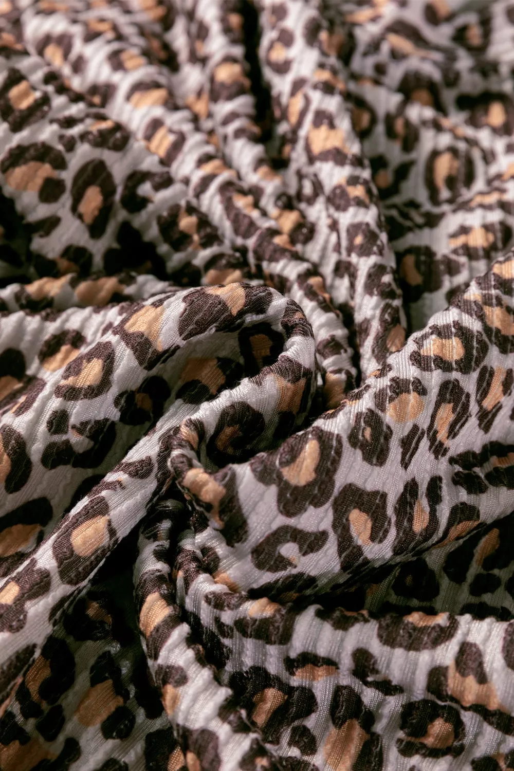 Leopard Ribbed Long Sleeve Top Drawstring Shorts 2pcs Outfit - Image 10