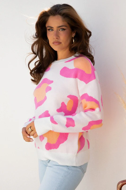 Leopard Round Neck Drop Shoulder Sweater - Image 3