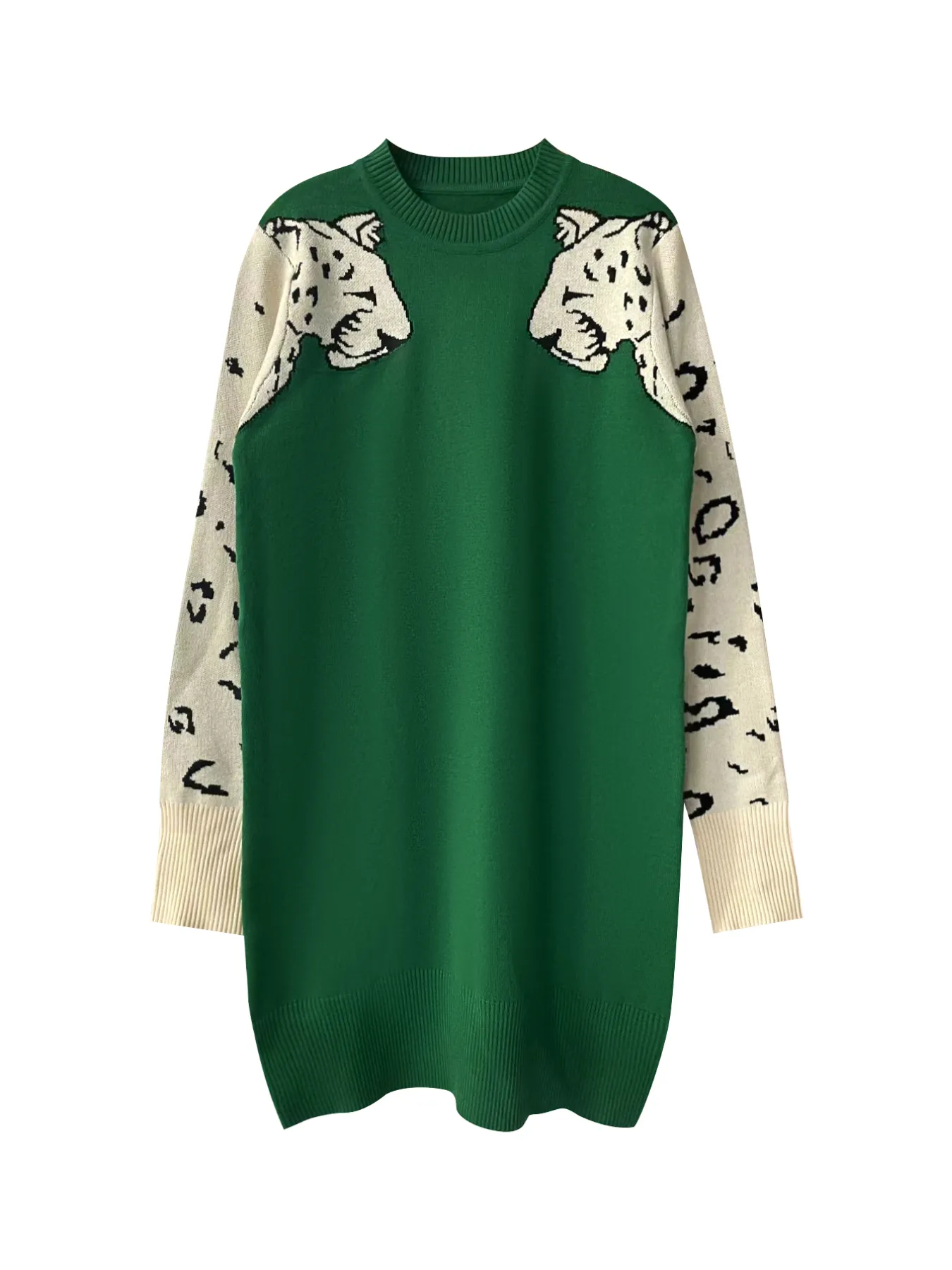 Leopard Round Neck Sweater Dress - Image 2