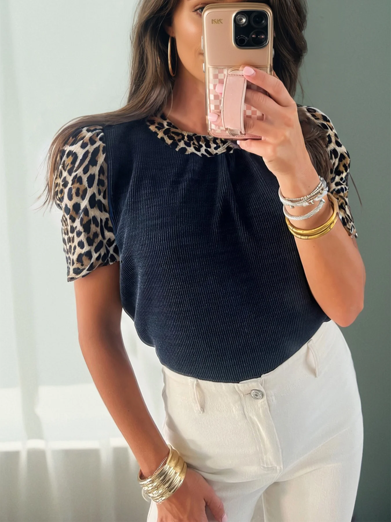Leopard Short Sleeve Blouse - Image 3