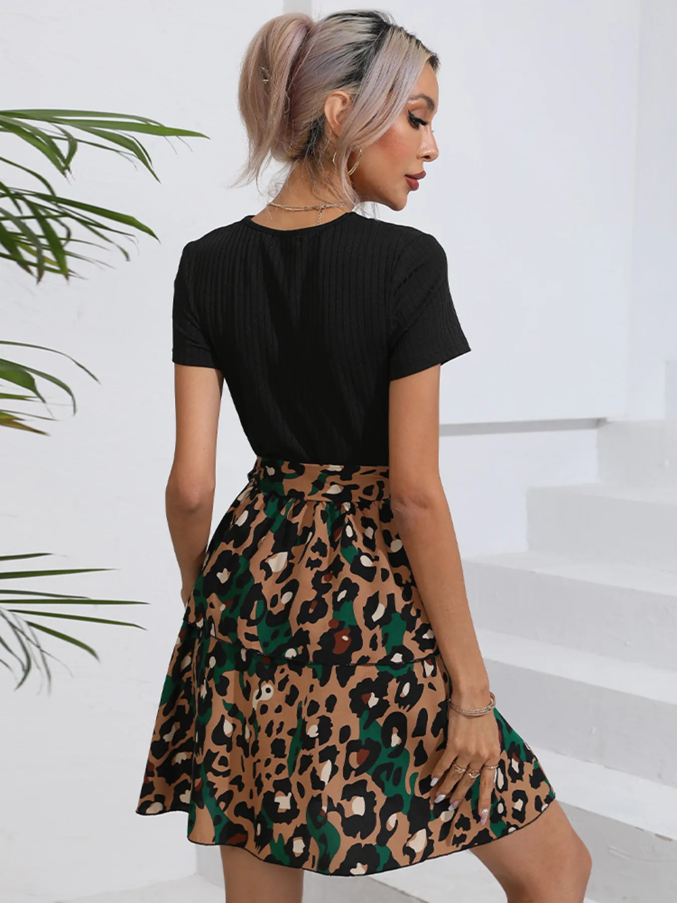 Leopard Short Sleeve Dress - Image 2