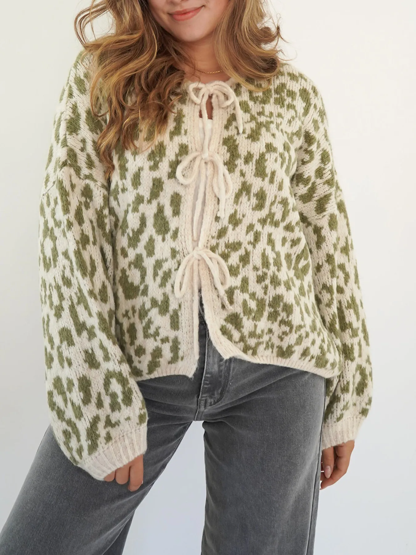 Leopard Tie Front Cardigan - Image 6
