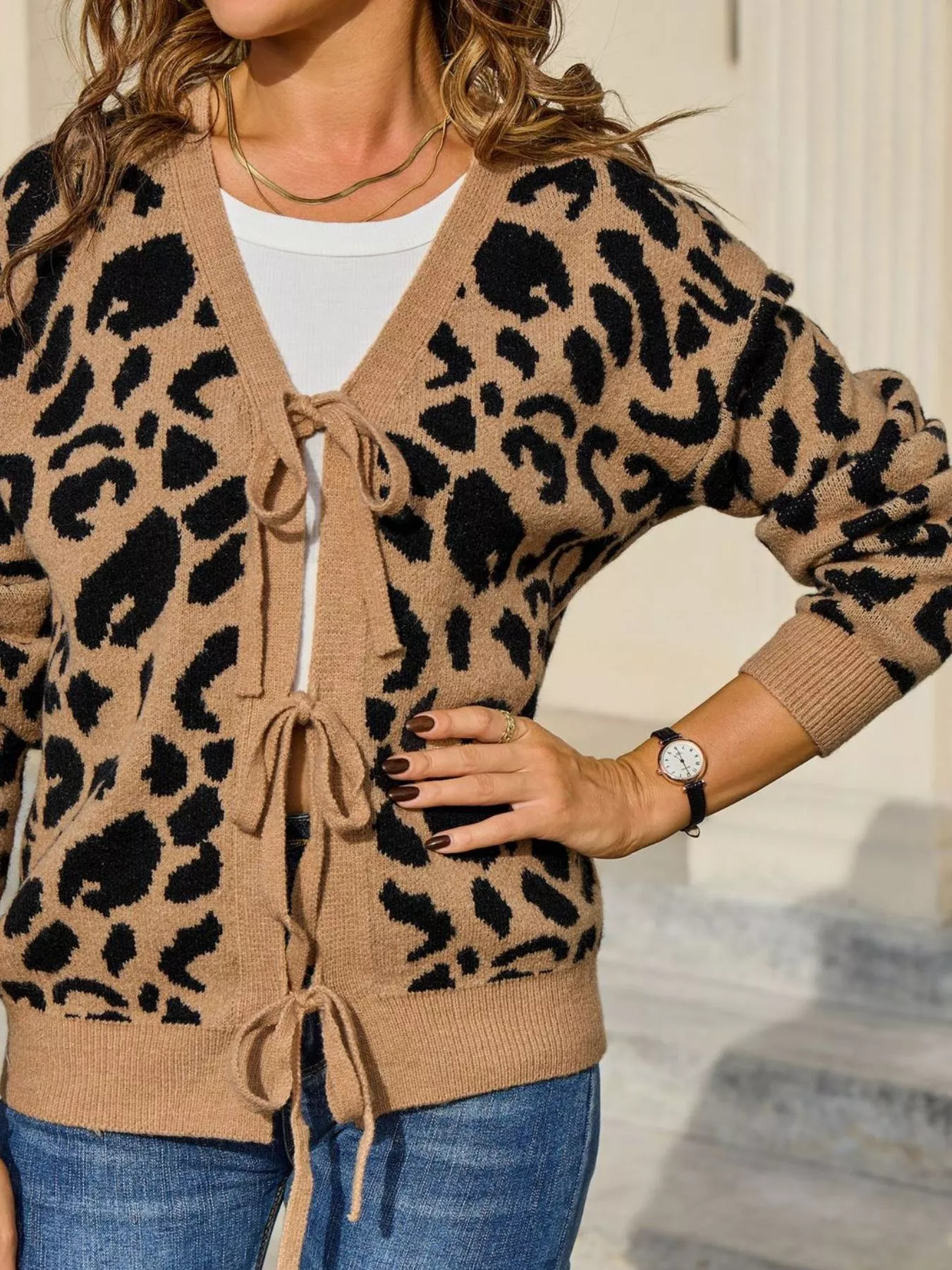 Leopard Tie-Front Cardigan - Image 8