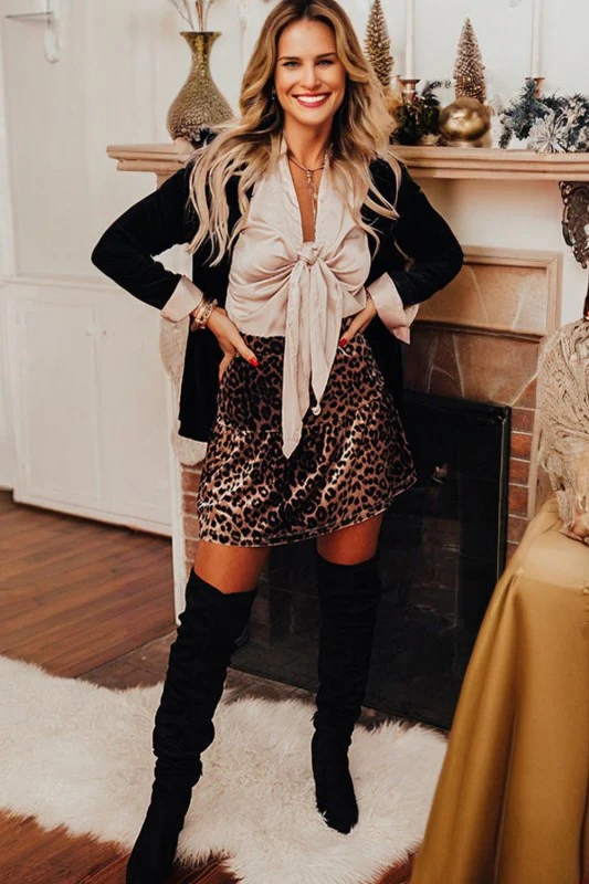 Leopard Tiered Patchwork Mini Skirt - Image 2