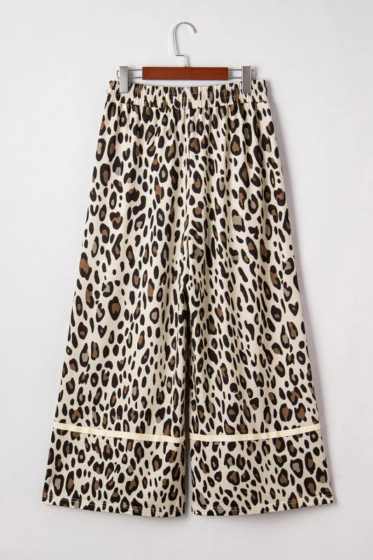 Leopard Wide Leg Cropped Pants - Image 3