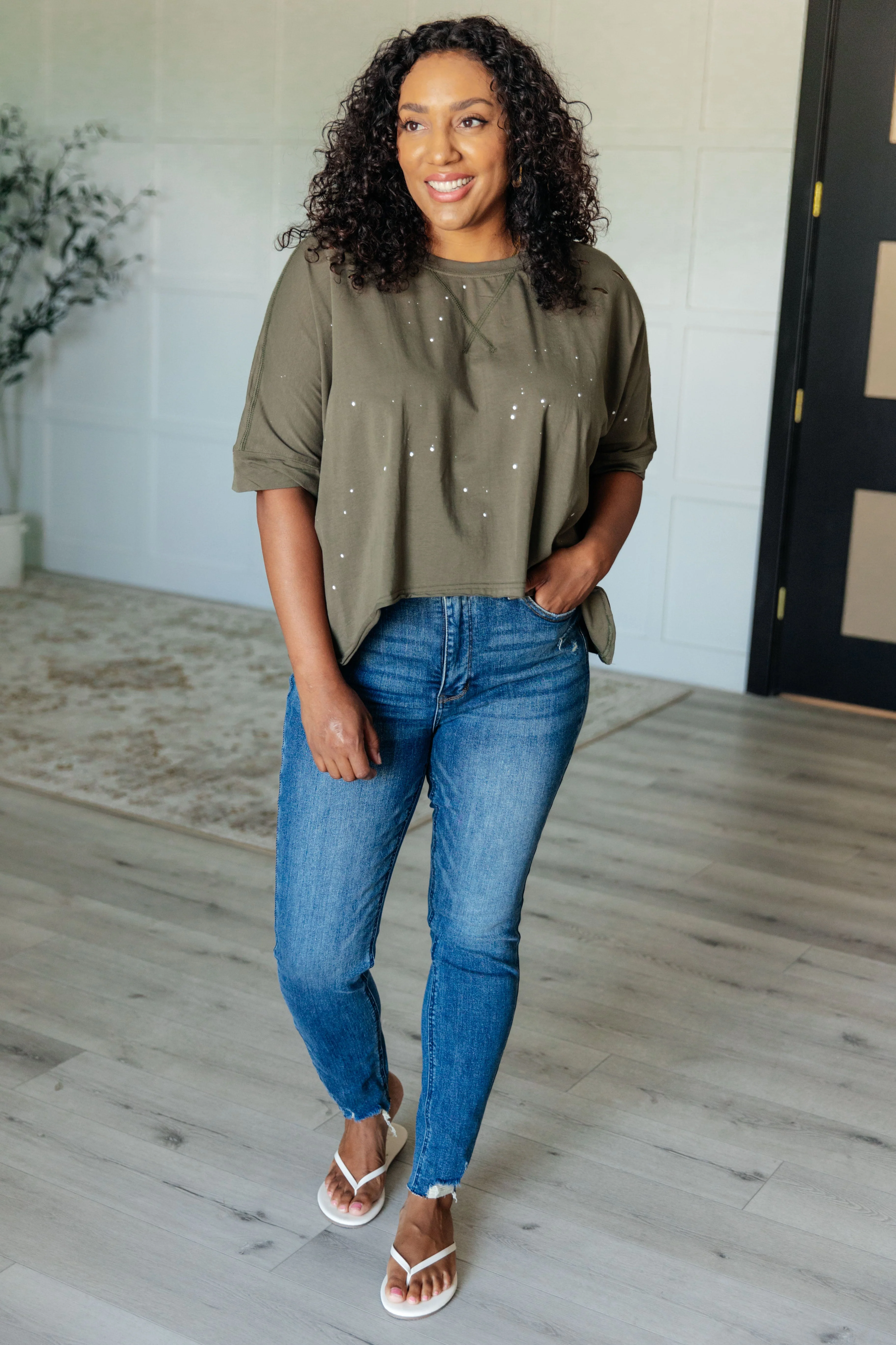 Less Than Stressed Asymmetrical Distressed Top - Image 2