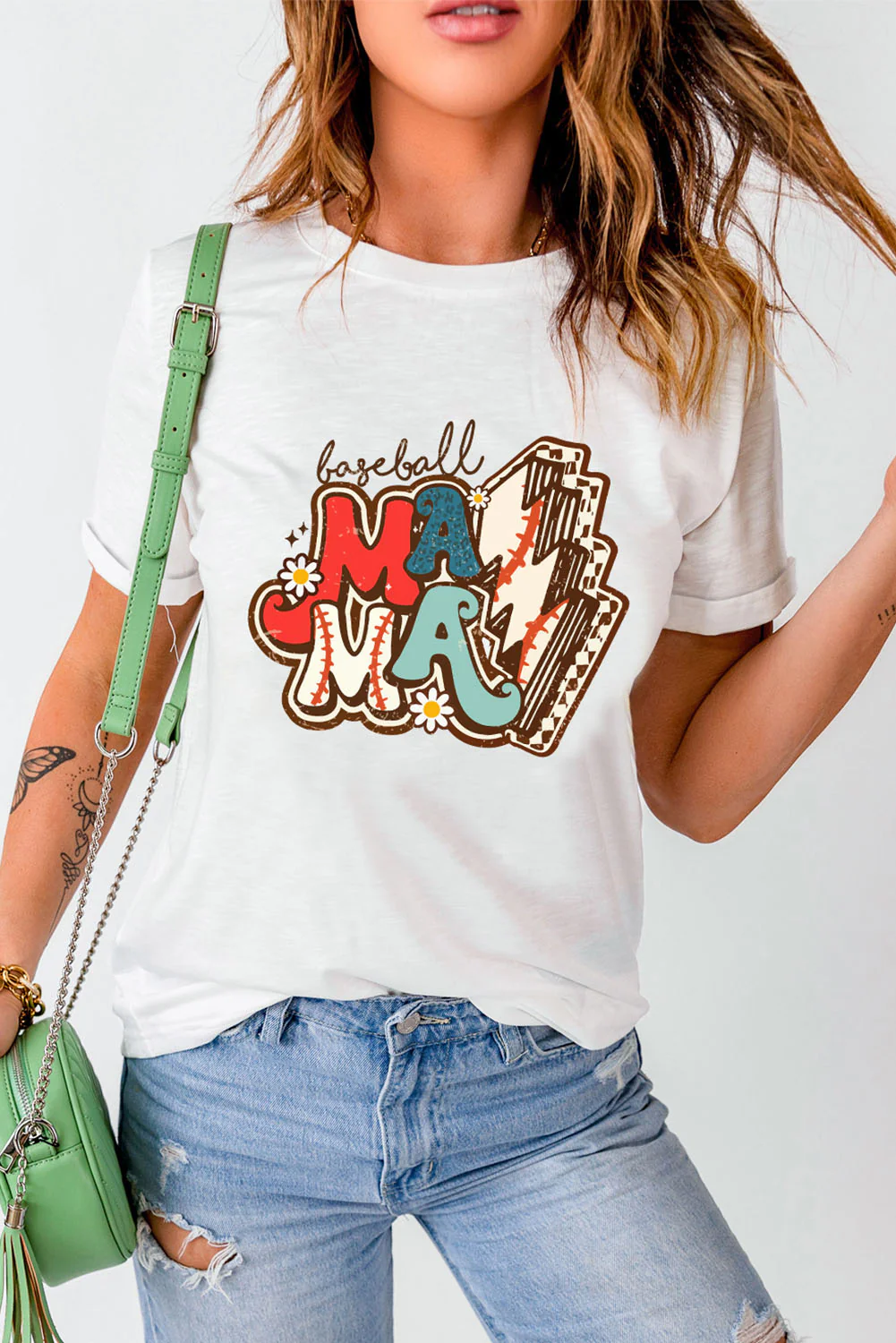Letter Graphic Round Neck Short Sleeve T-Shirt - Image 3