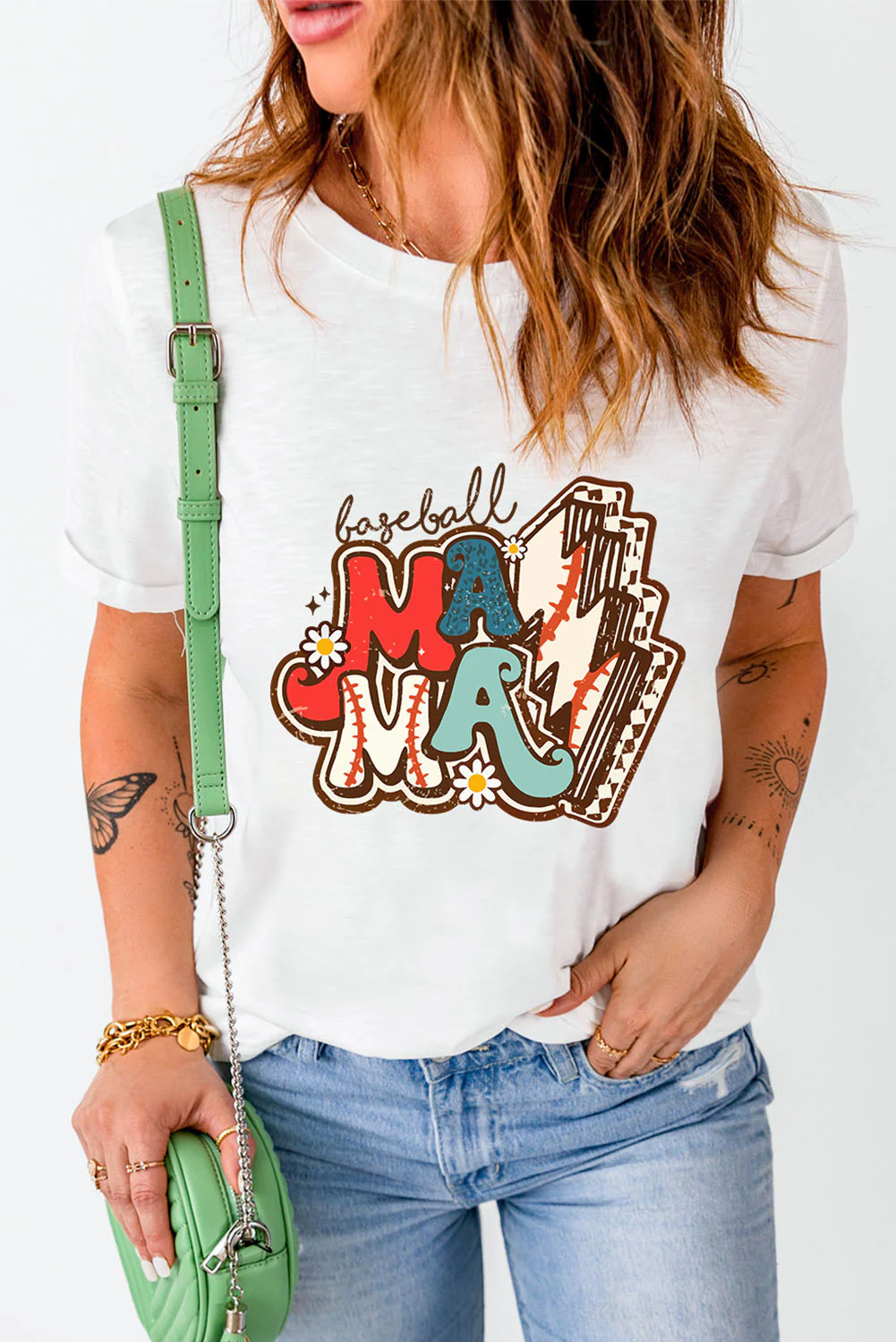 Letter Graphic Round Neck Short Sleeve T-Shirt - Image 4
