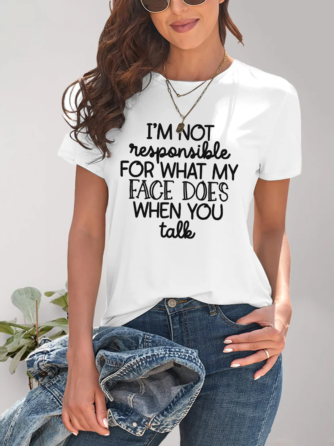 Letter Graphic Round Neck Short Sleeve T-Shirt - Image 10