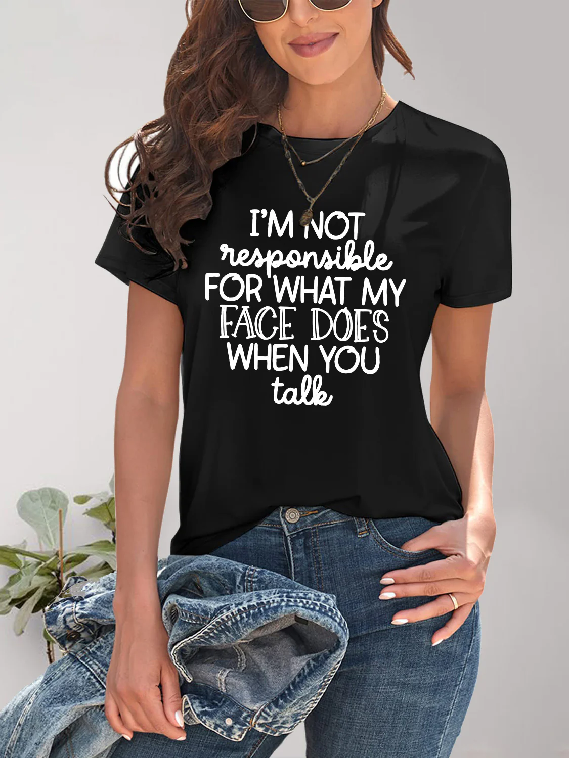 Letter Graphic Round Neck Short Sleeve T-Shirt - Image 14