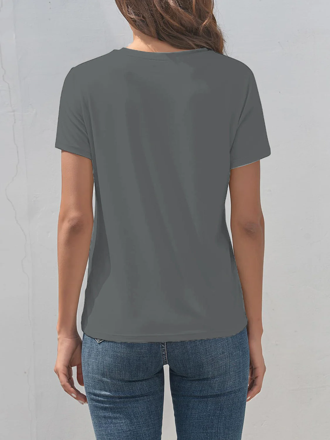 Letter Graphic Round Neck Short Sleeve T-Shirt - Image 17