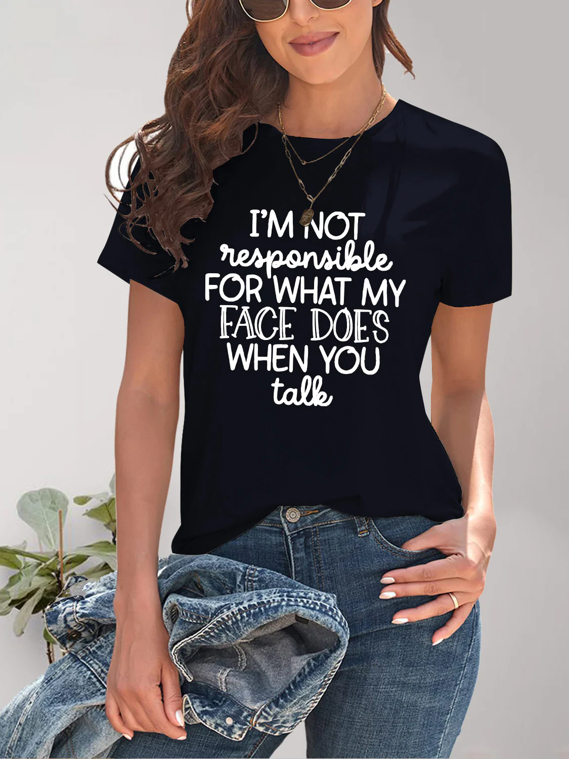 Letter Graphic Round Neck Short Sleeve T-Shirt - Image 19