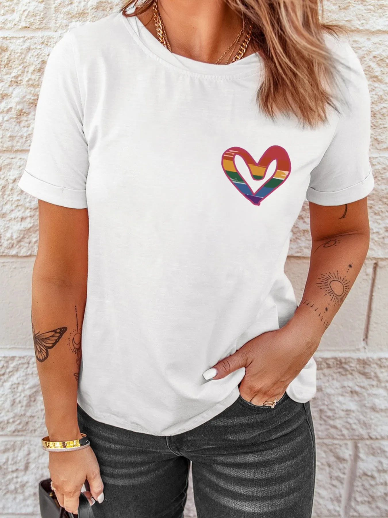 Letter Round Neck Short Sleeve T-Shirt - Image 4