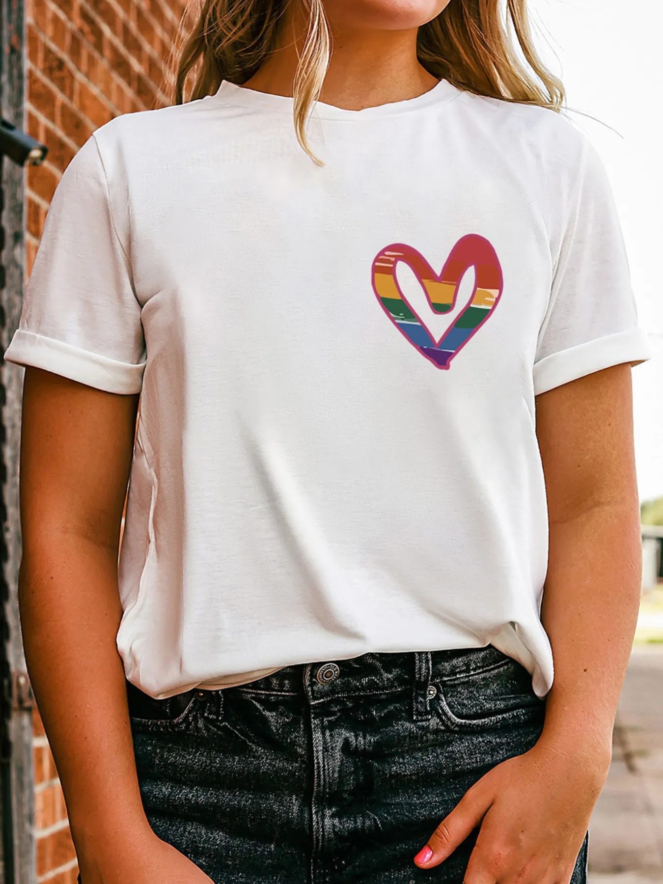 Letter Round Neck Short Sleeve T-Shirt - Image 5