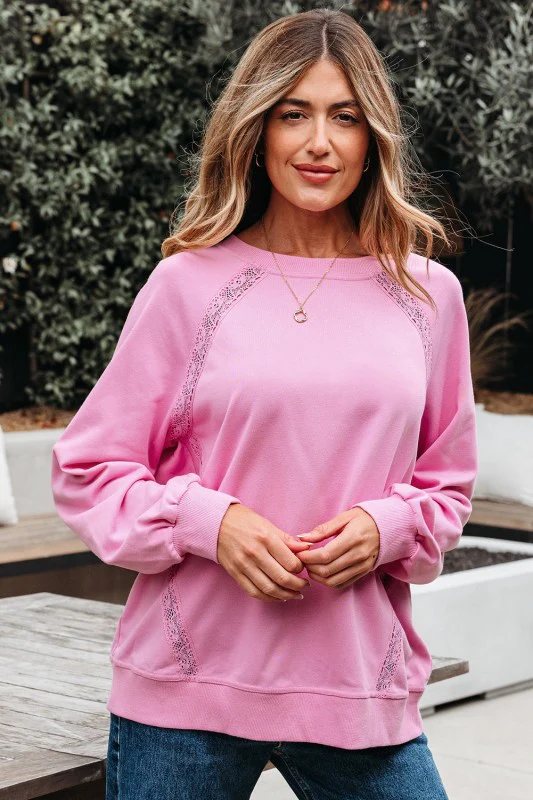 Lilah Lace Patched Raglan Sleeve Loose Fit Sweatsh - Image 11