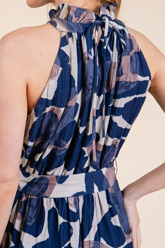 Lime 'N' Chili Abstract Halter Neck Tie-Waist Tiered Maxi Dress - Image 18