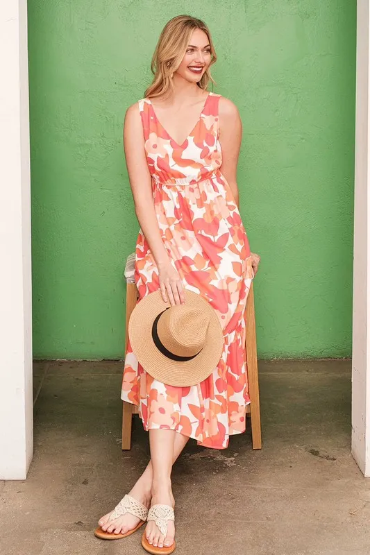 Lime 'N' Chili Sleeveless Floral Print V-Neck Midi Dress - Image 8
