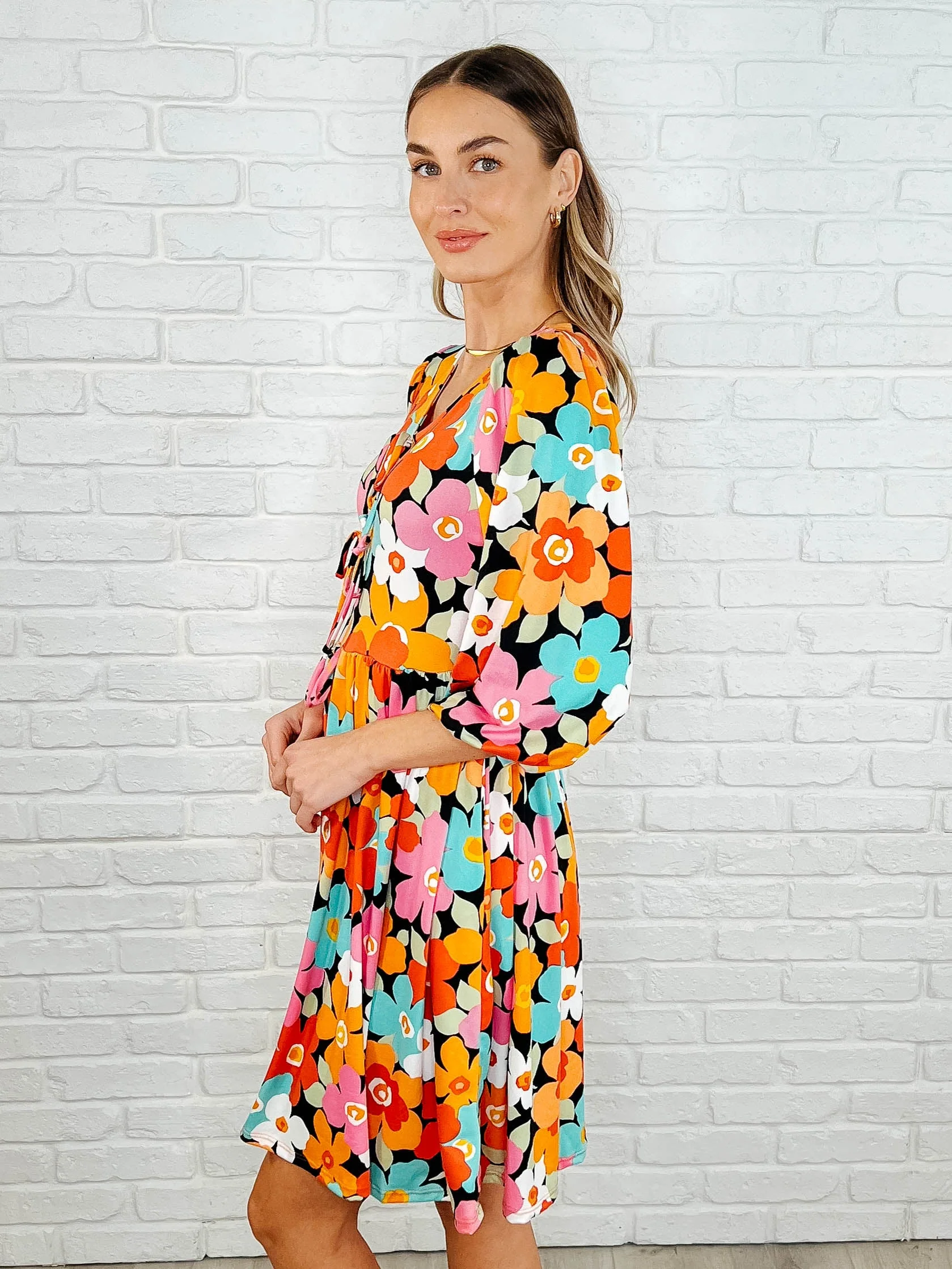 Little Bold V-Neck Knit Dress - Image 7