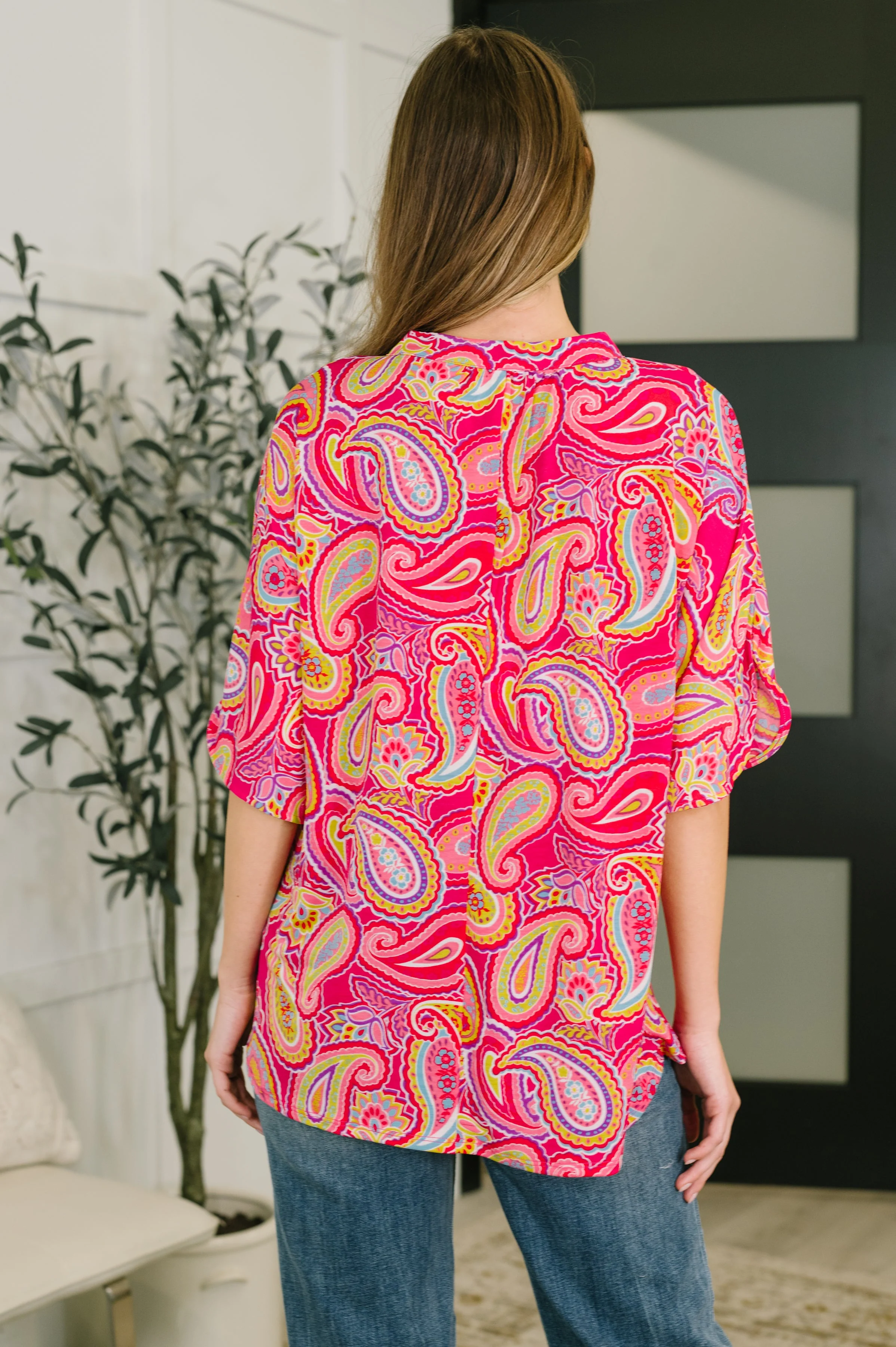 Lizzy Breeze Top in Hot Pink Paisley - Image 6