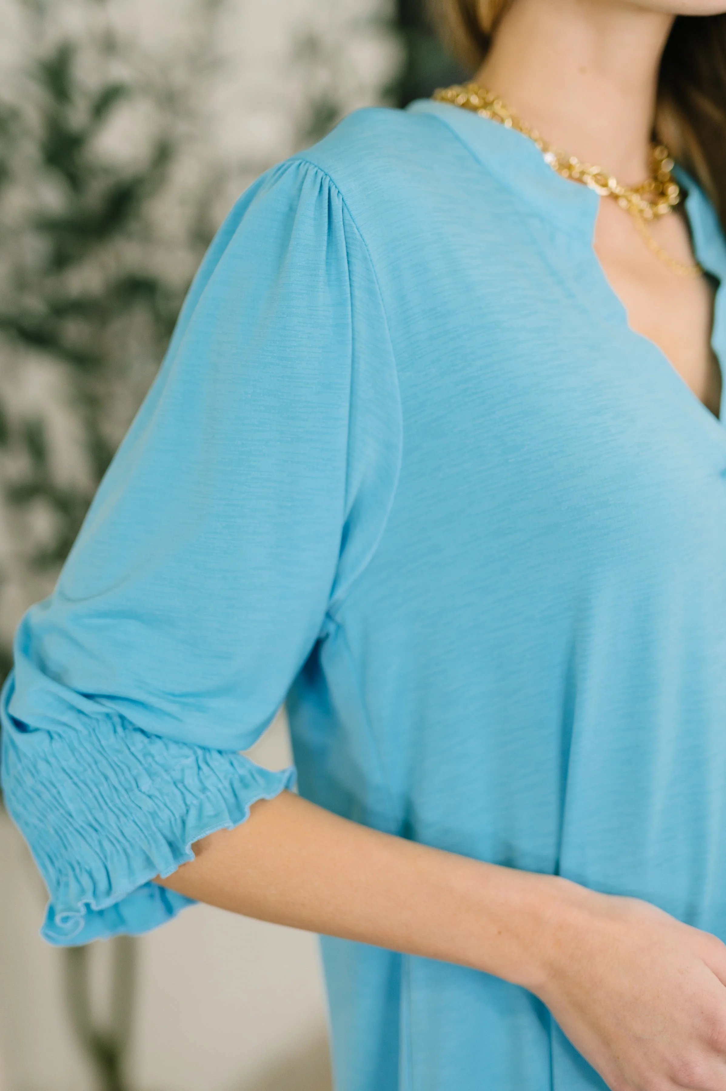 Lizzy Smock Top in Coastal Blue - Image 2