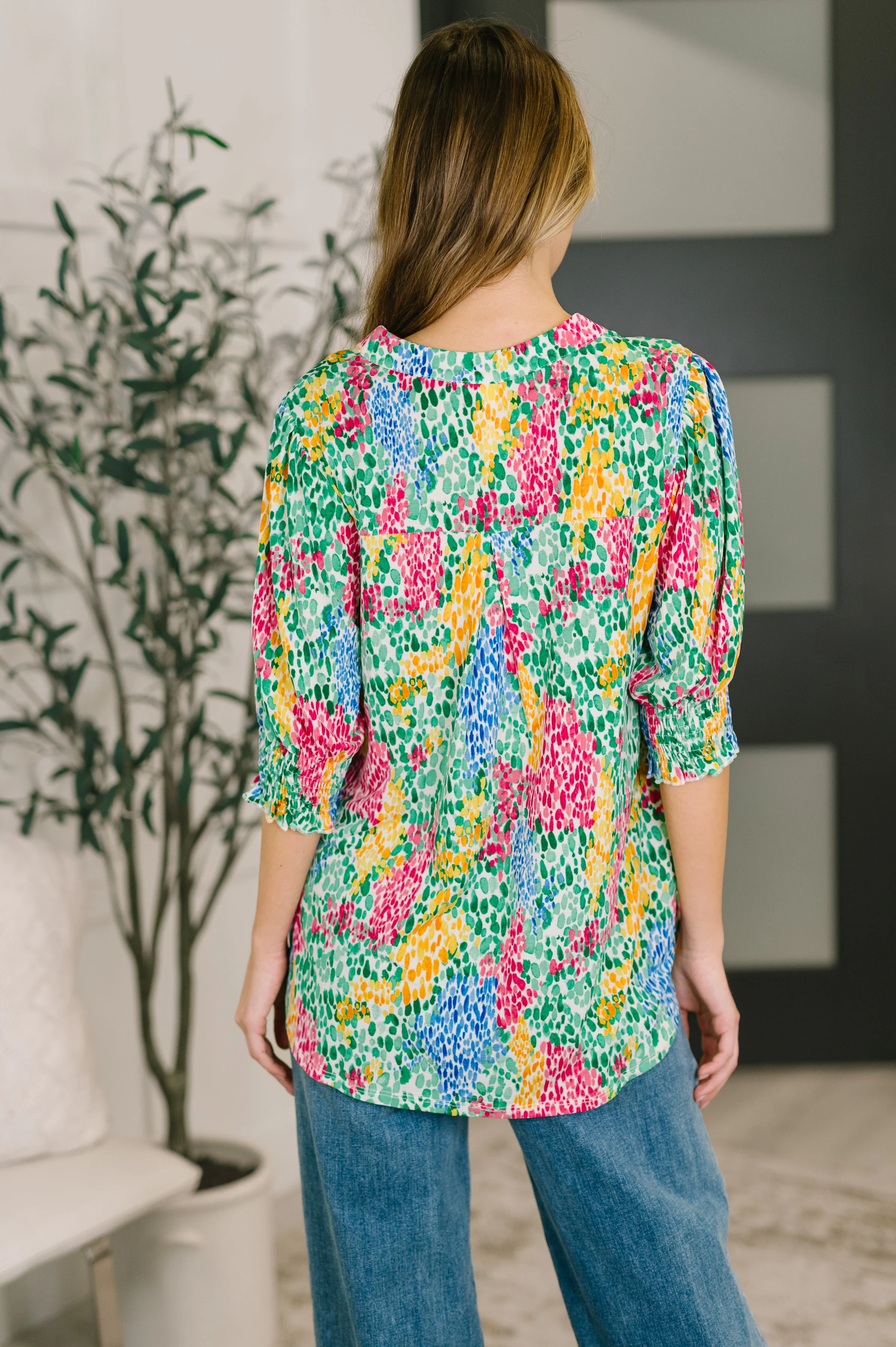 Lizzy Smock Top in Light Multi Painted - Image 5