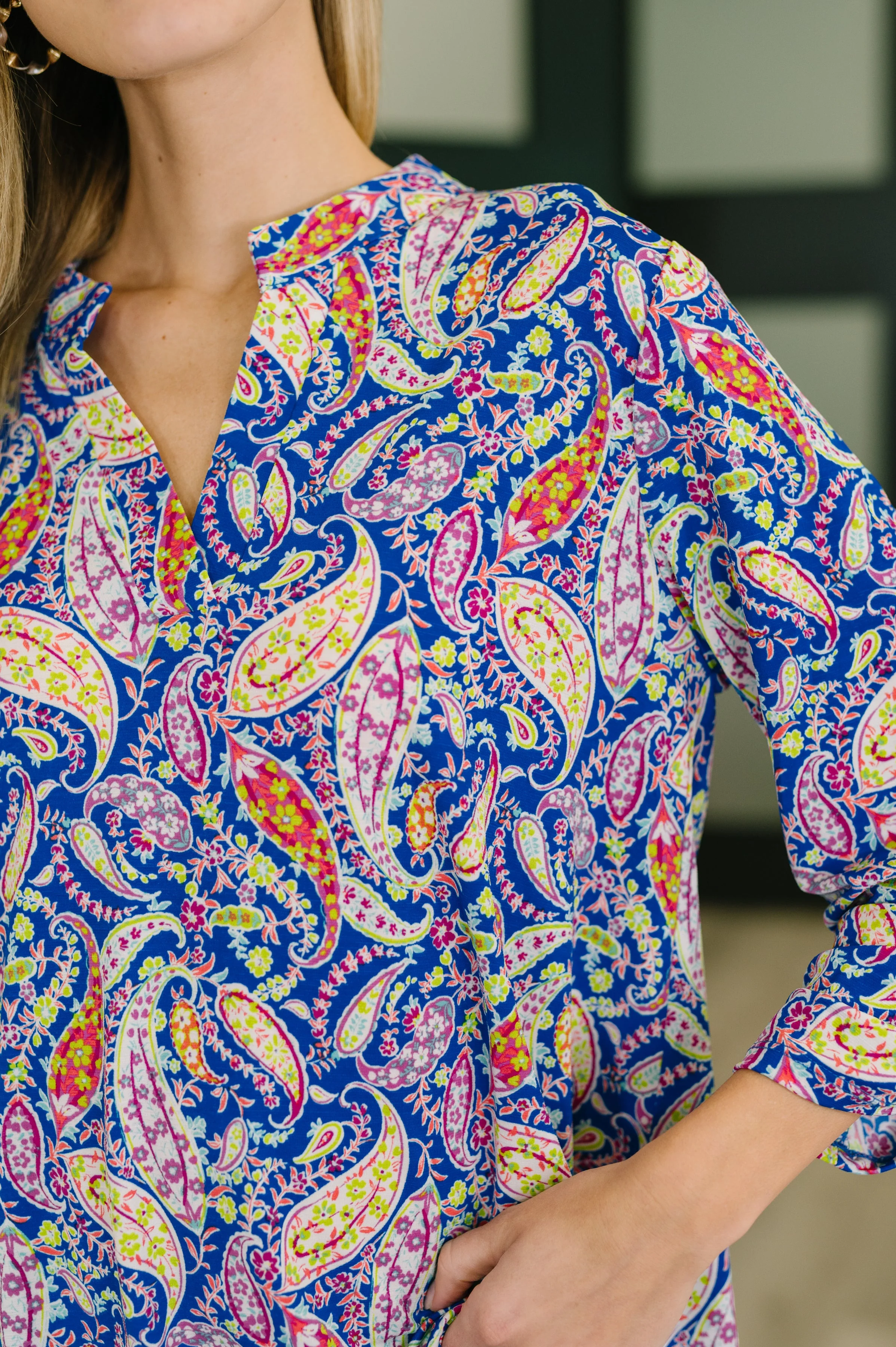 Lizzy Top in Royal Blue Paisley - Image 2