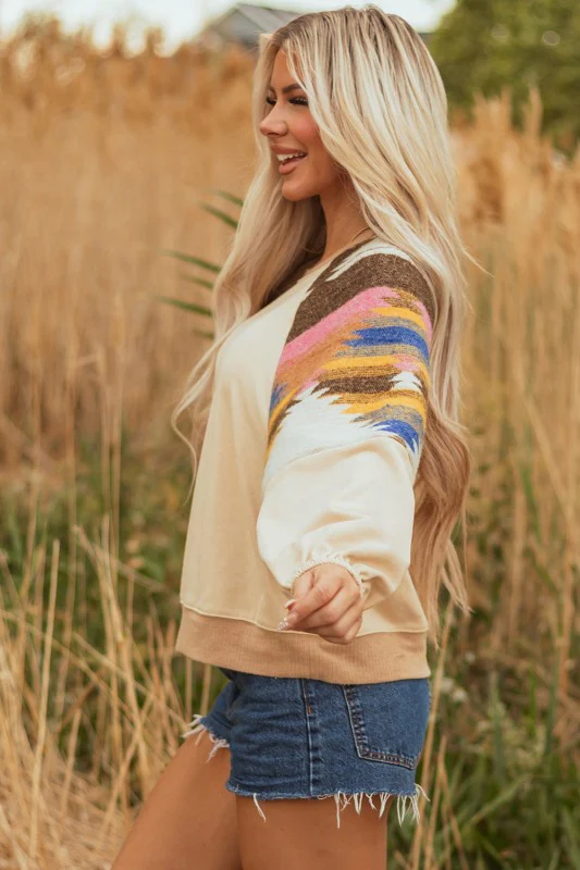 Logan Aztec Patchwork Raglan Pullover Sweatshirt - Image 8
