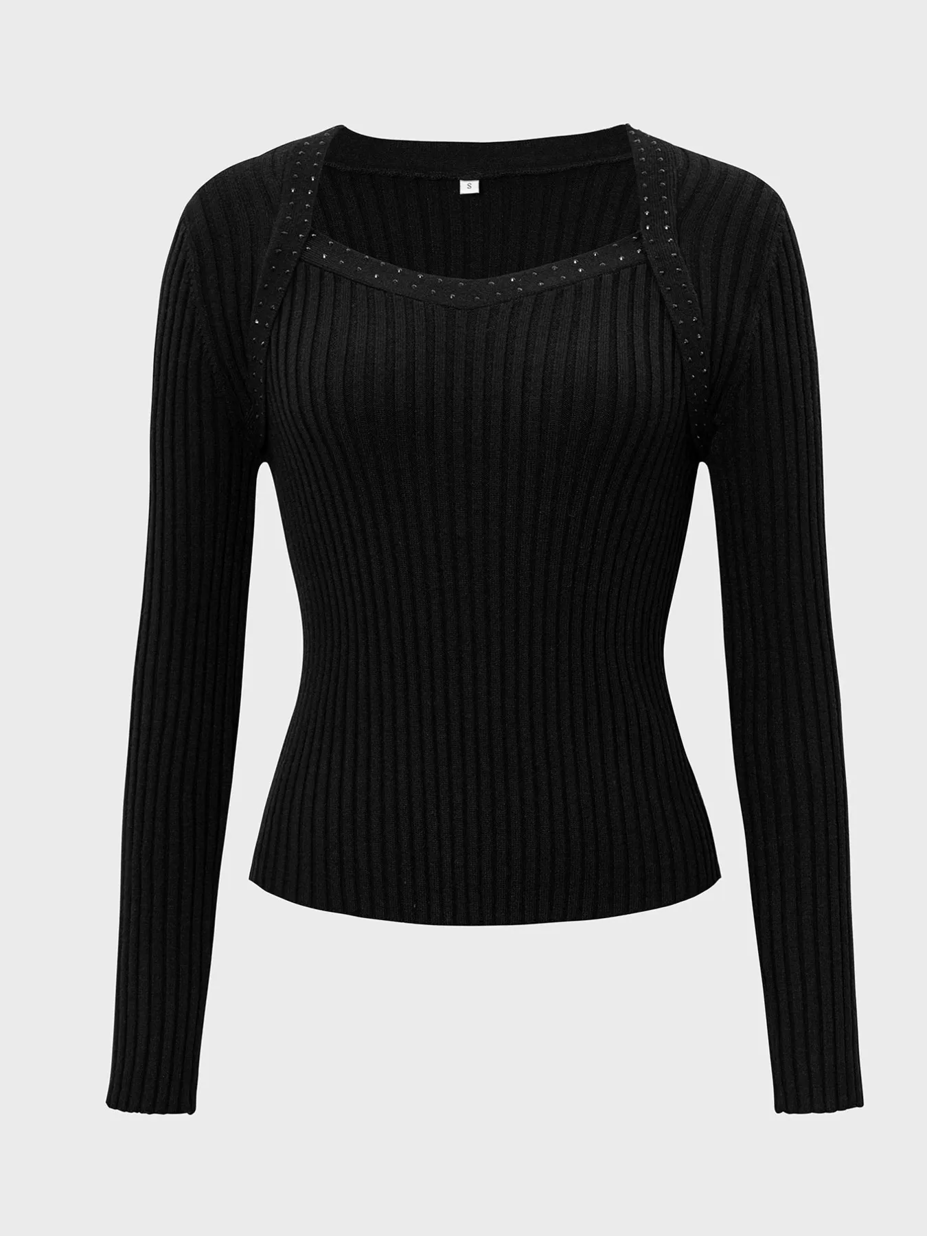 Long Sleeve Ribbed Knit Top - Image 4