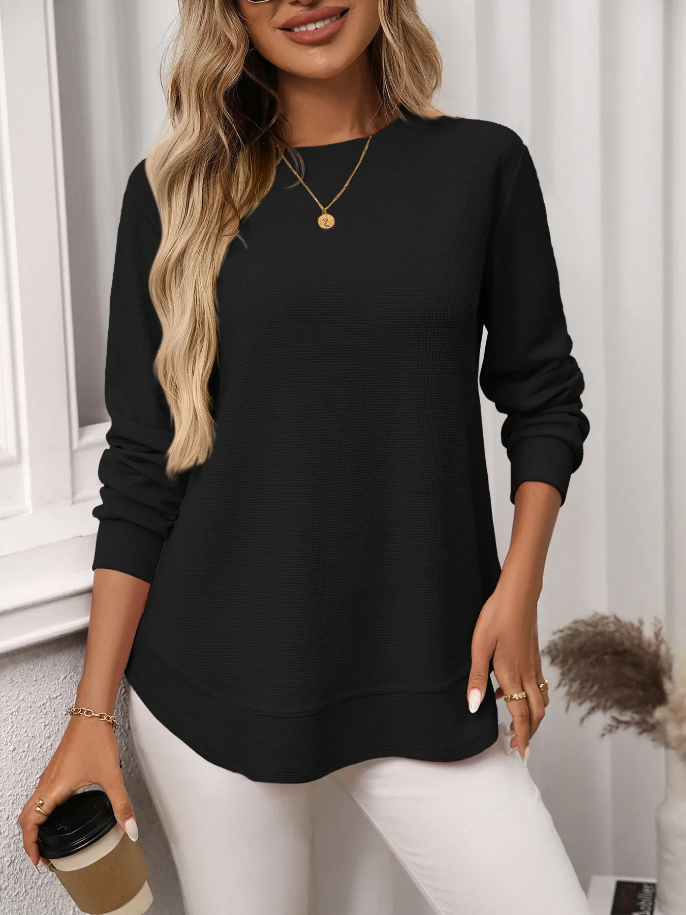 Long Sleeve Round Neck T-Shirt - Image 15