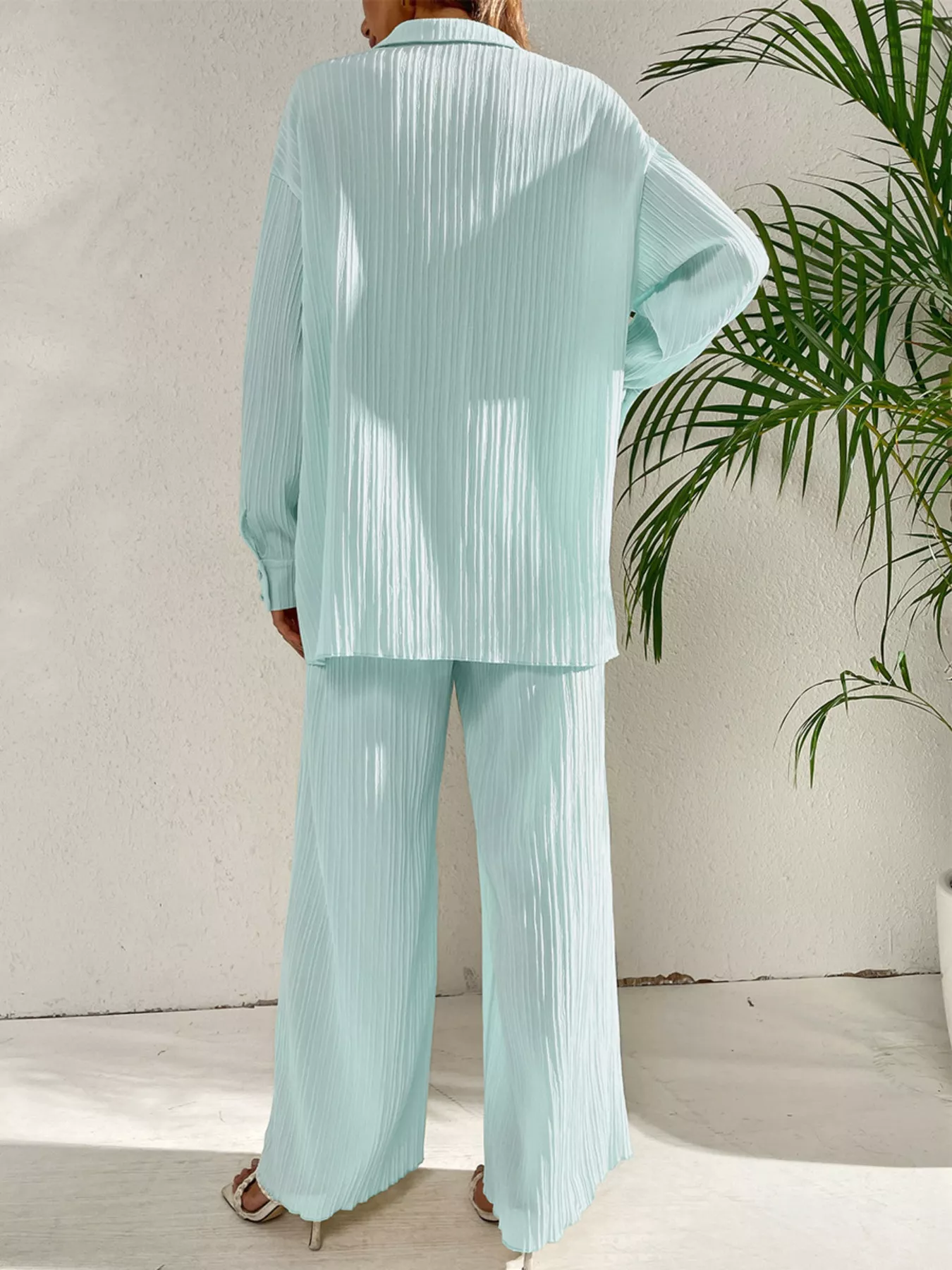 Long Sleeve Shirt & Wide Leg Pants Set - Image 15