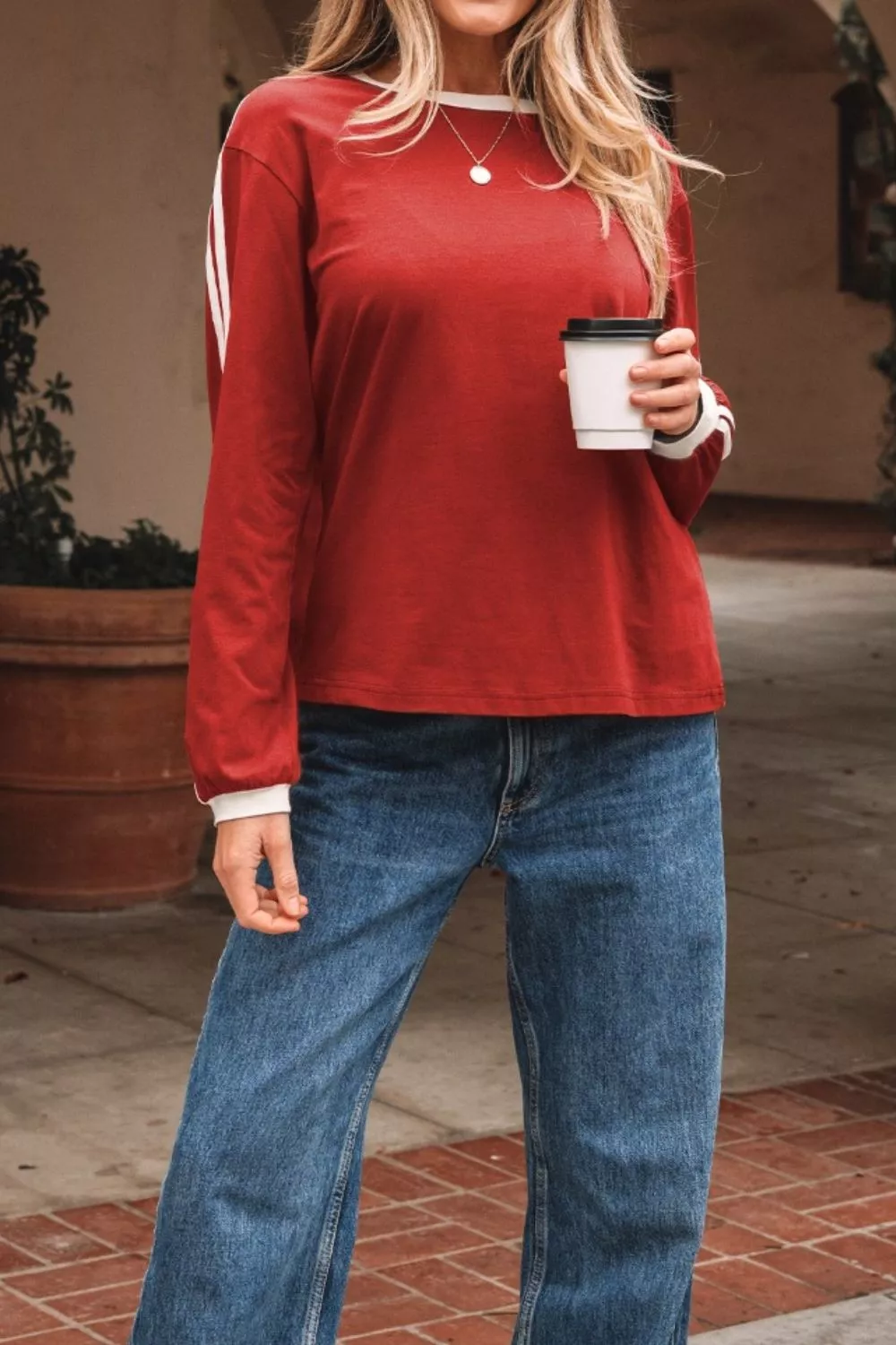 Long Sleeve T-Shirt with Contrast Trim - Image 5