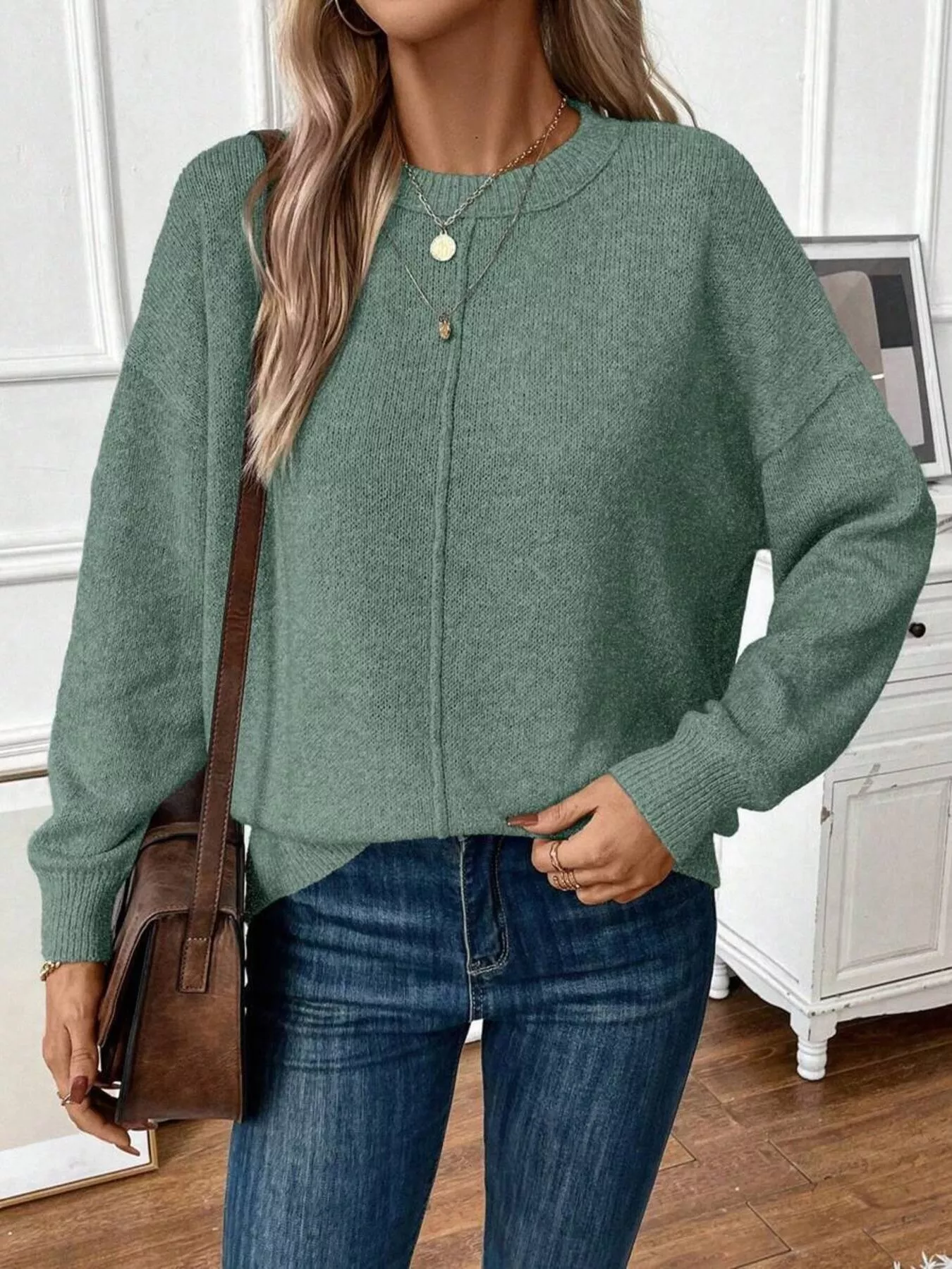 Loose-Fit Dropped Shoulder Sweater - Image 2