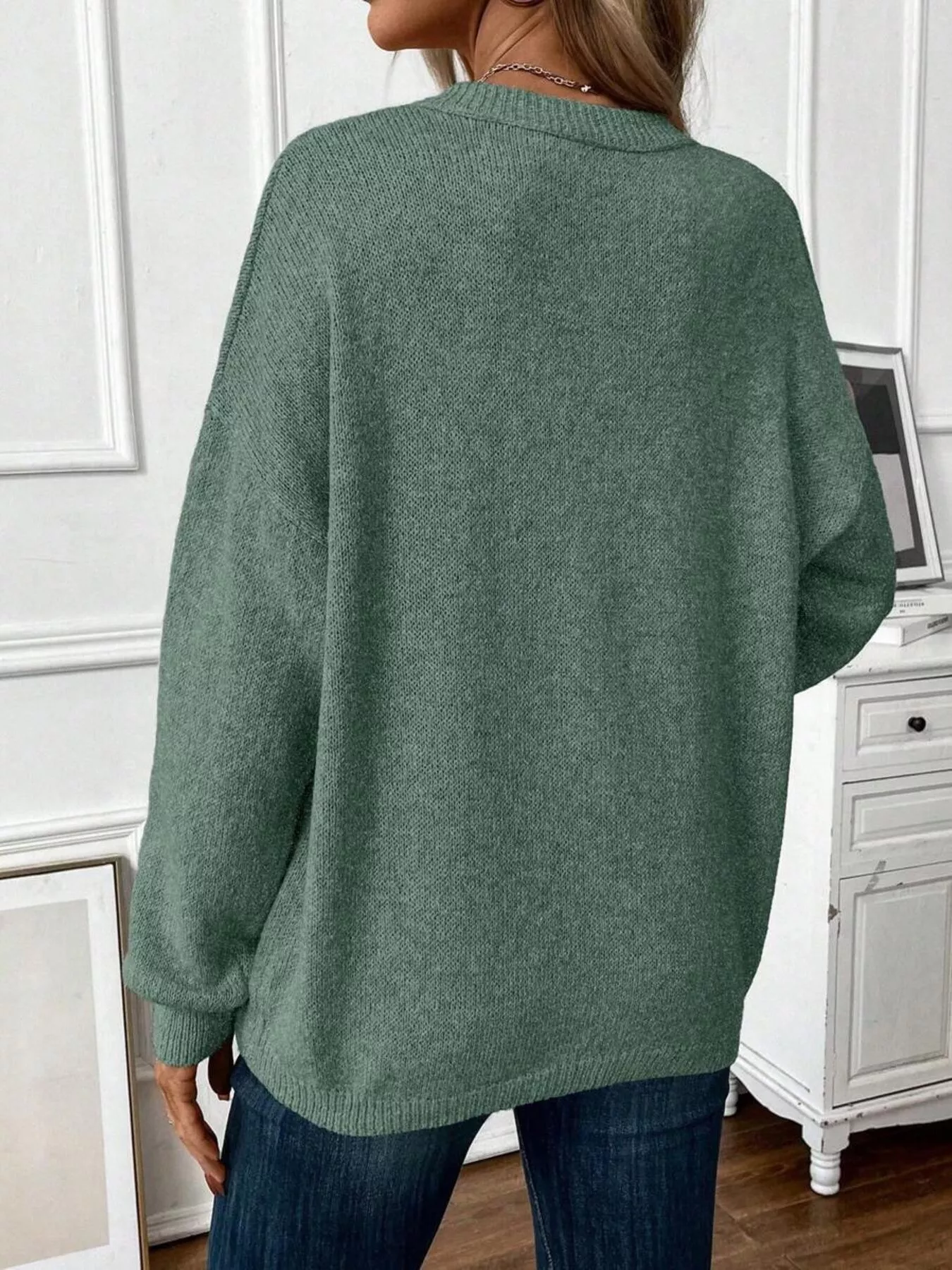 Loose-Fit Dropped Shoulder Sweater - Image 3