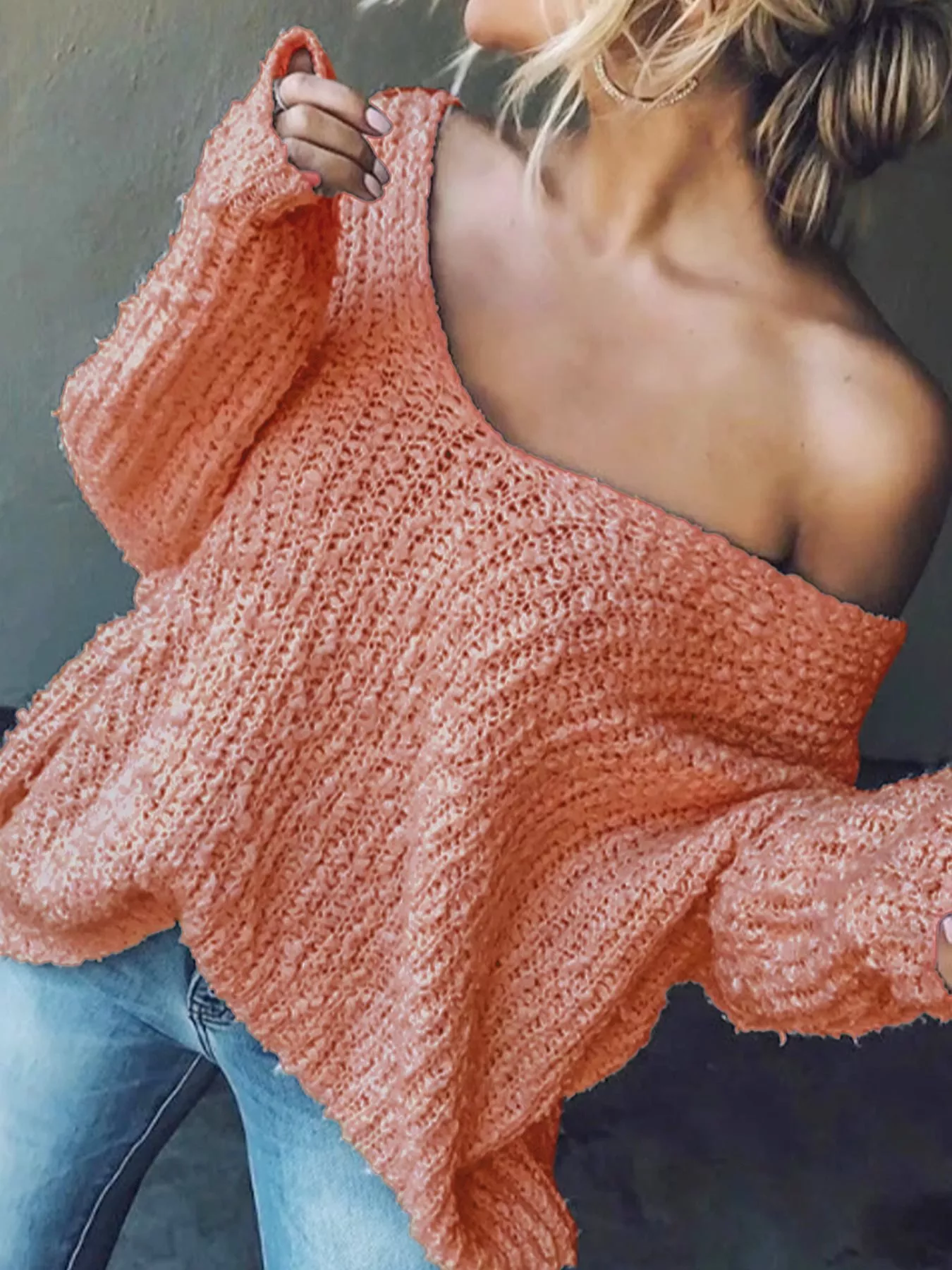 Loose Fit Long Sleeve Sweater - Image 22