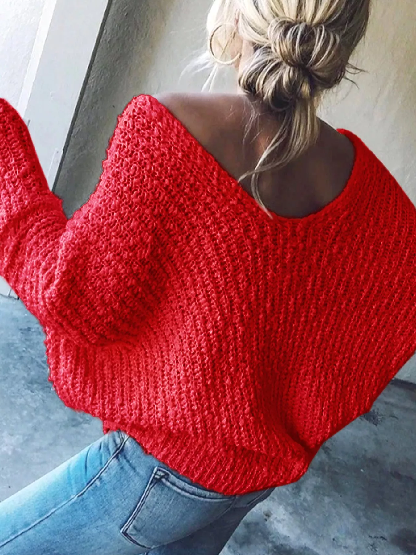 Loose Fit Long Sleeve Sweater - Image 26