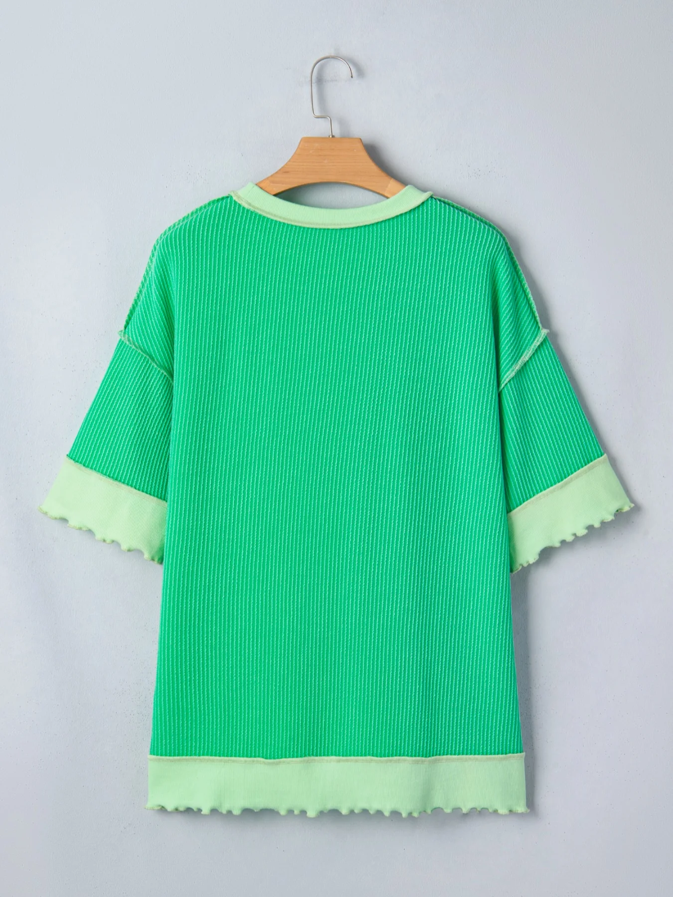 Loose Uneven Hem Twist Ribbed T Shirt - Image 5