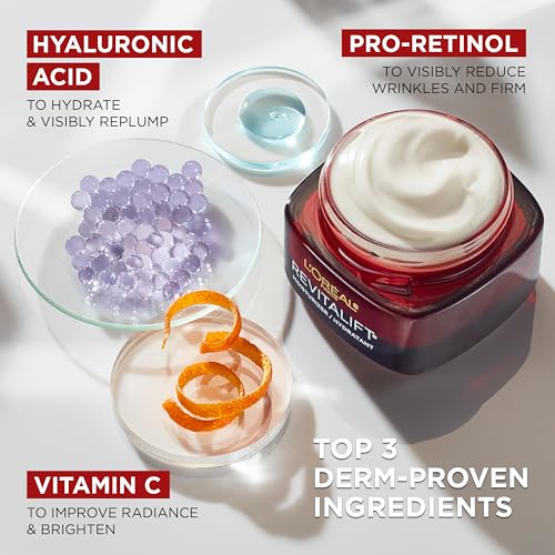 Loreal Paris revitaliftface creamfacereduce wrinkles, firm and brighten skincreambottlehyaluronic acid and vitamin cfragrance free - Image 3