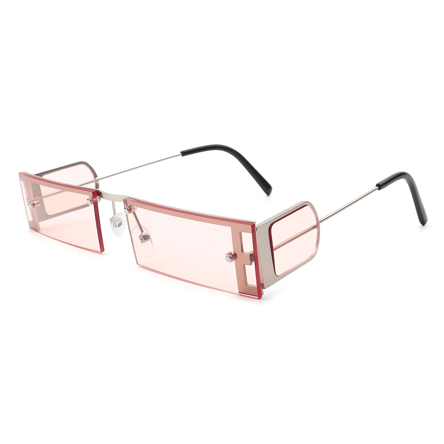 Loro - Rectangle Retro Narrow Slim Flat Top Tinted Sunglasses - Image 9