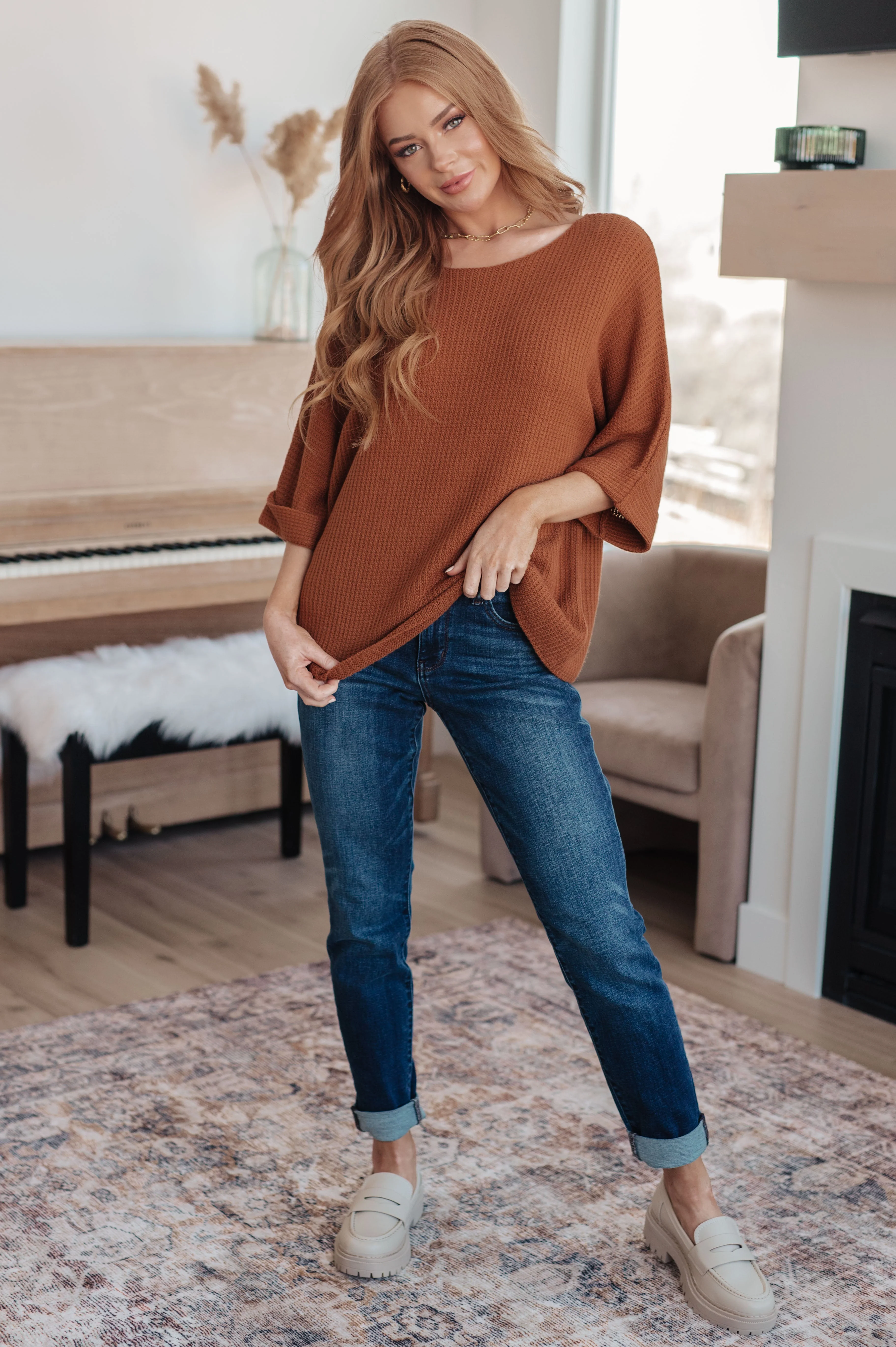 Lotta Love Knitted Sweater Top in Rust - Image 4