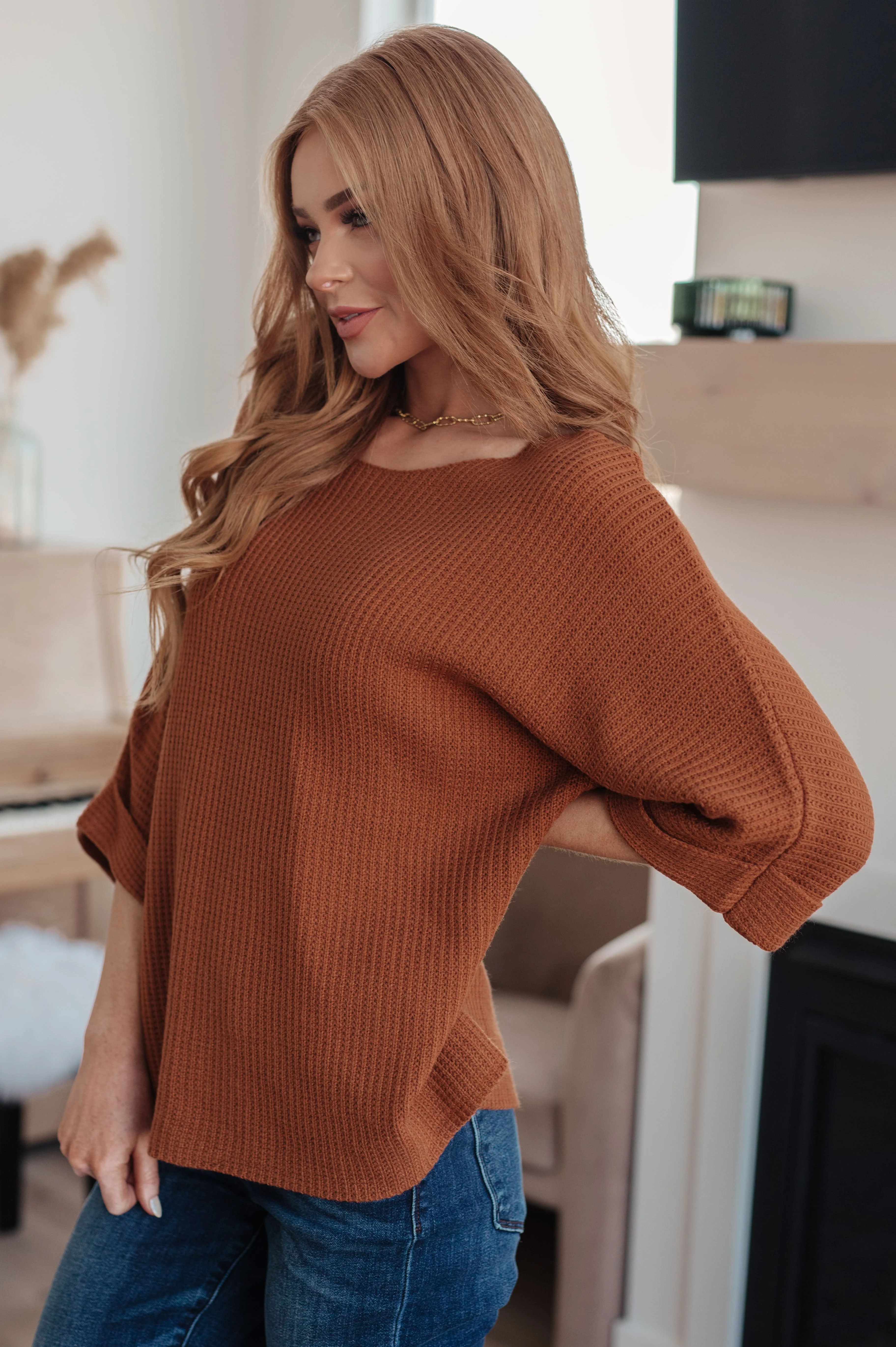 Lotta Love Knitted Sweater Top in Rust - Image 8