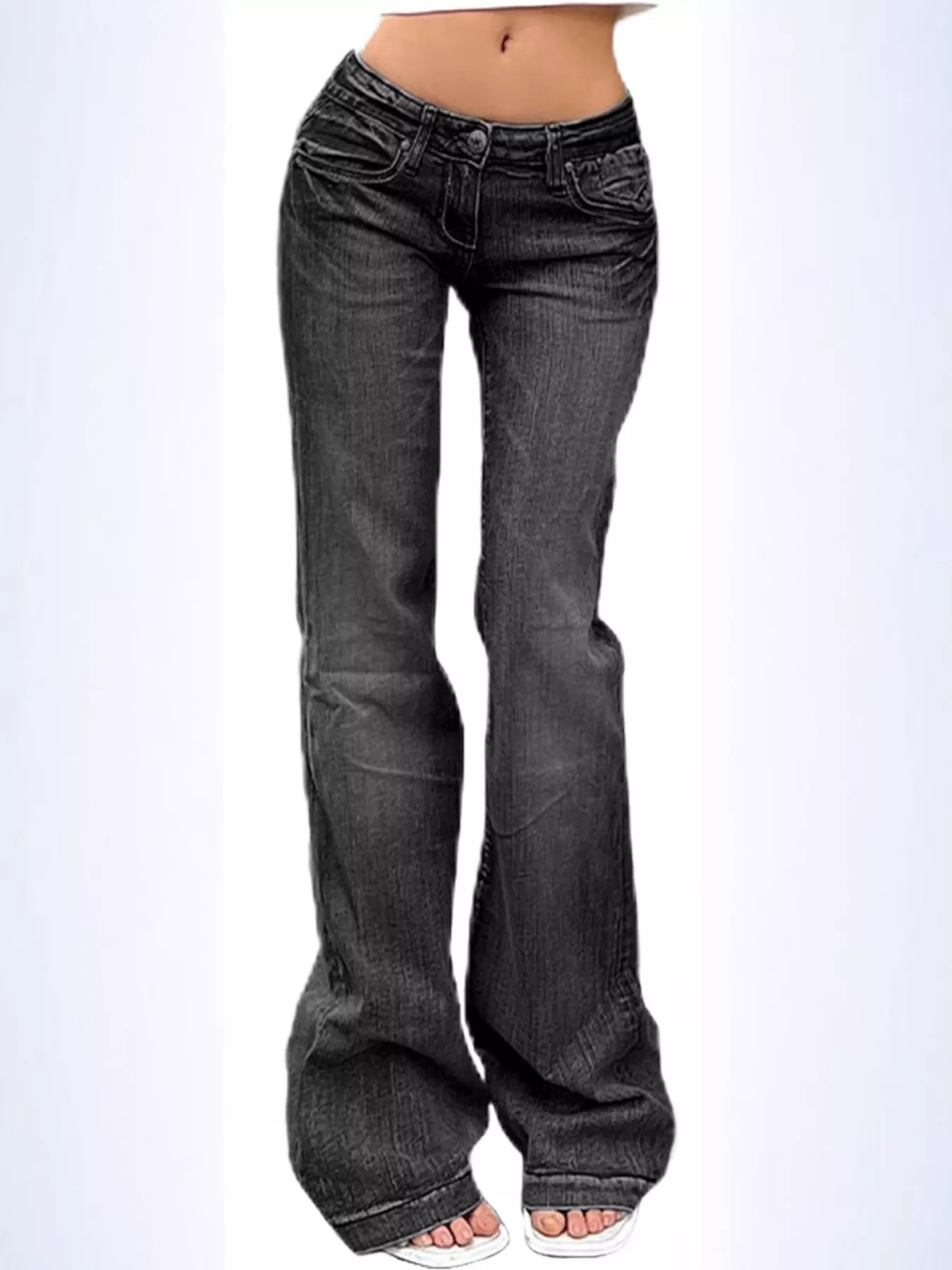 Low Rise Flare Jeans - Image 4
