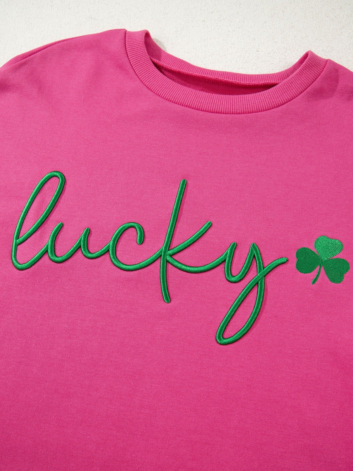 Lucky Clover Embroidered Loose Pullover Sweatshirt - Image 10